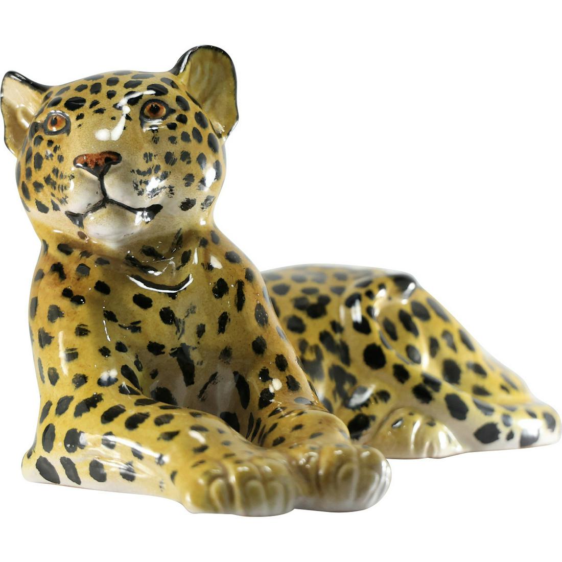 Large Italian Red Ware Pottery Spotted Leopard Figure Statue (1 of 18)