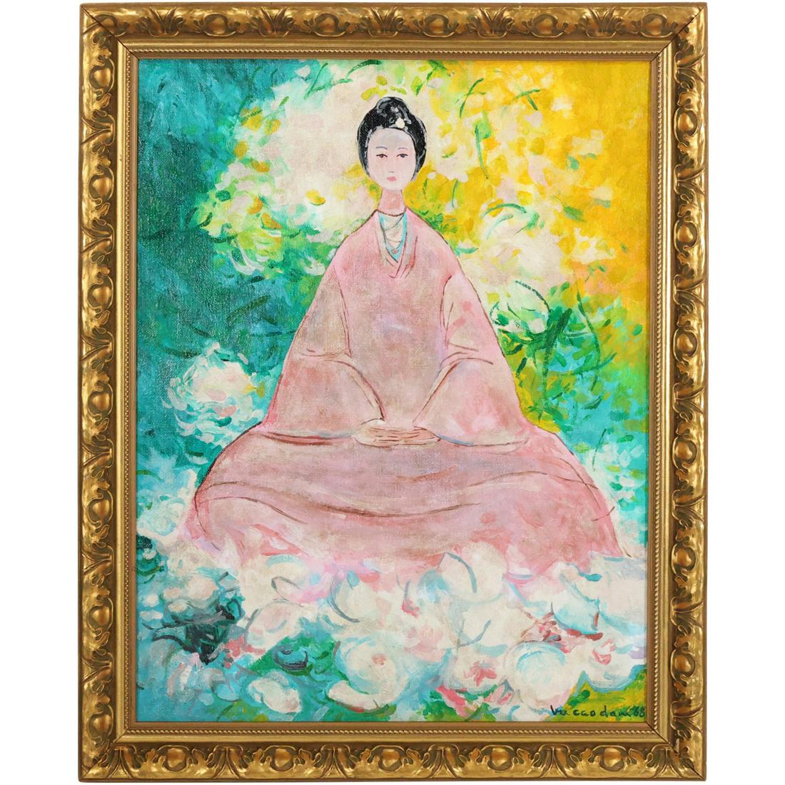 Vu Cao Dam. 1908-2000 Vietnamese Artist, Oil/c, Divinite Figure Painting (1 of 11)