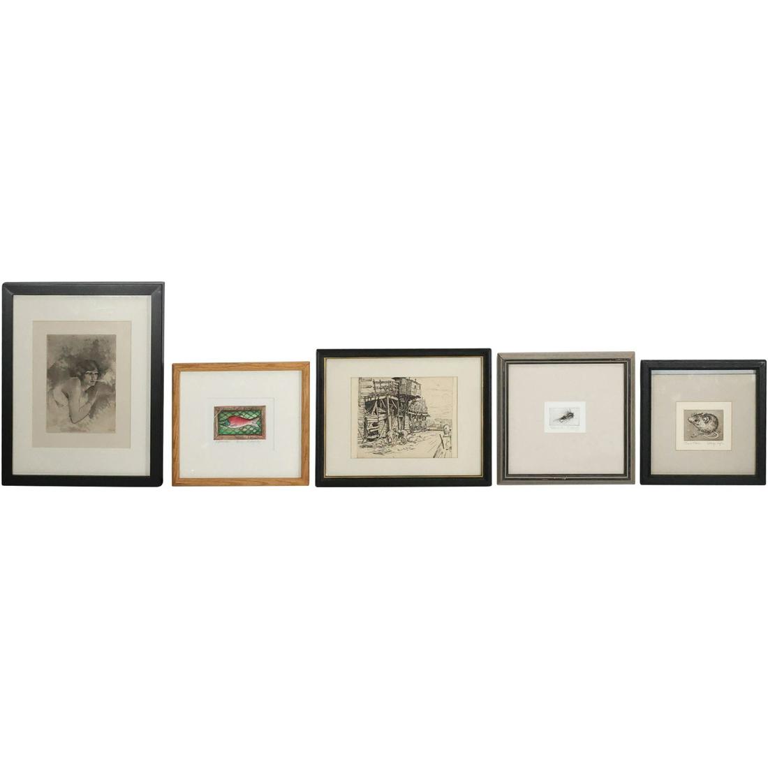 Estate Grouping [5] Assorted Vintage Signed Etchings and Lithographs (1 of 16)