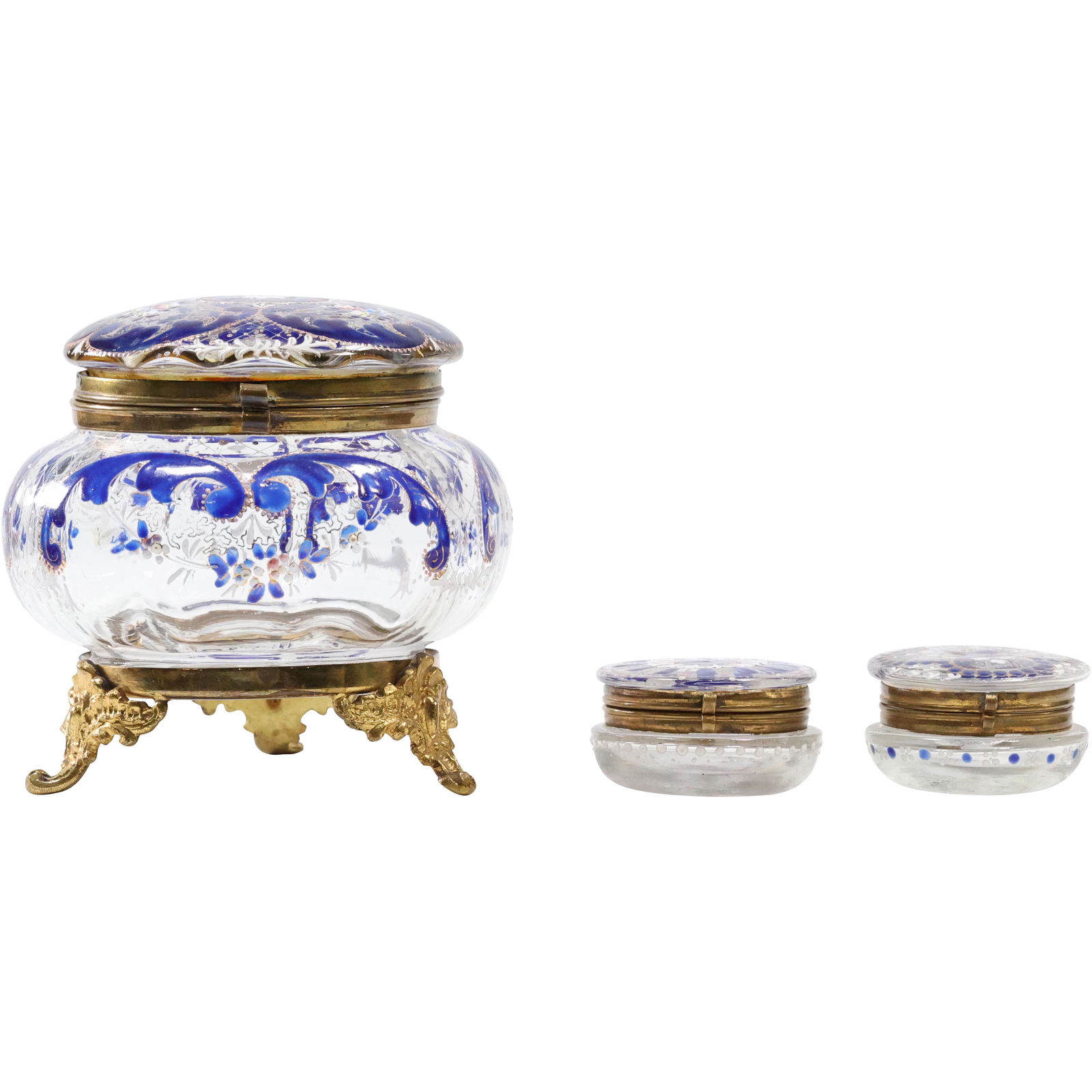 [3] Moser Glass Enamel Decorated Round Dresser Boxes (1 of 11)