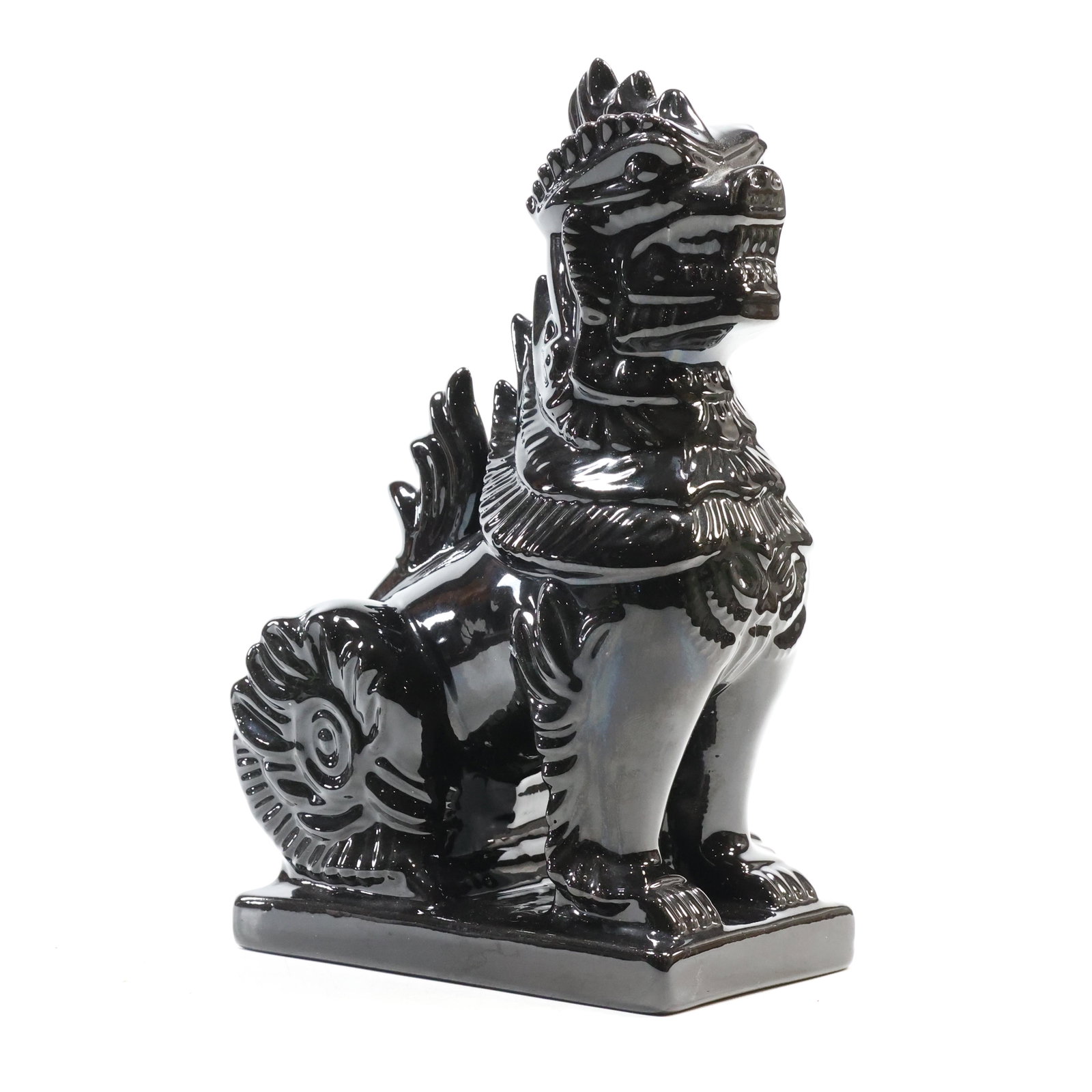 Black Glazed Ceramic Buddhist Lion Figure Statue (1 of 9)