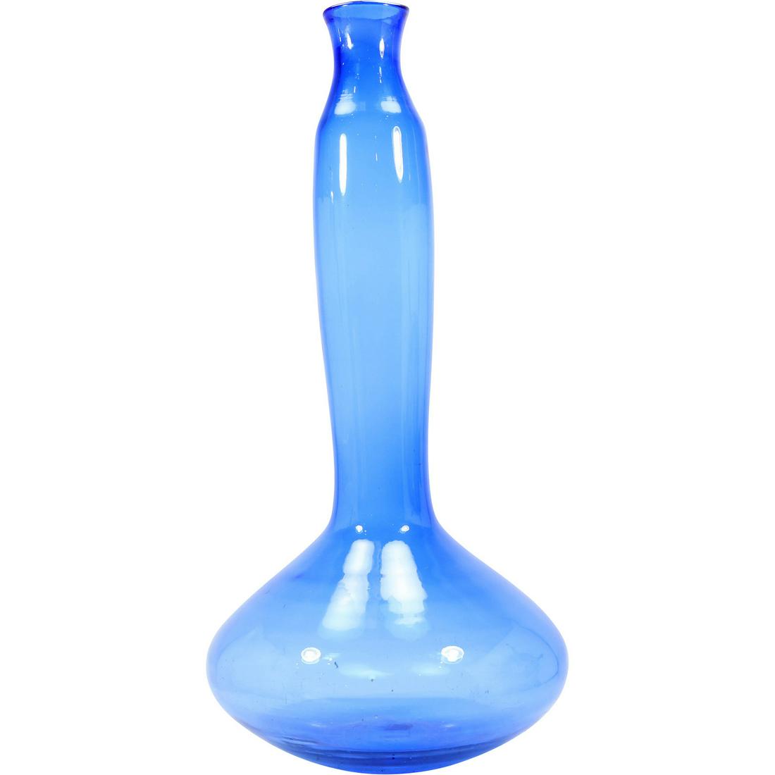Signed BLENKO Blue Glass Bottle Neck Vase (1 of 20)