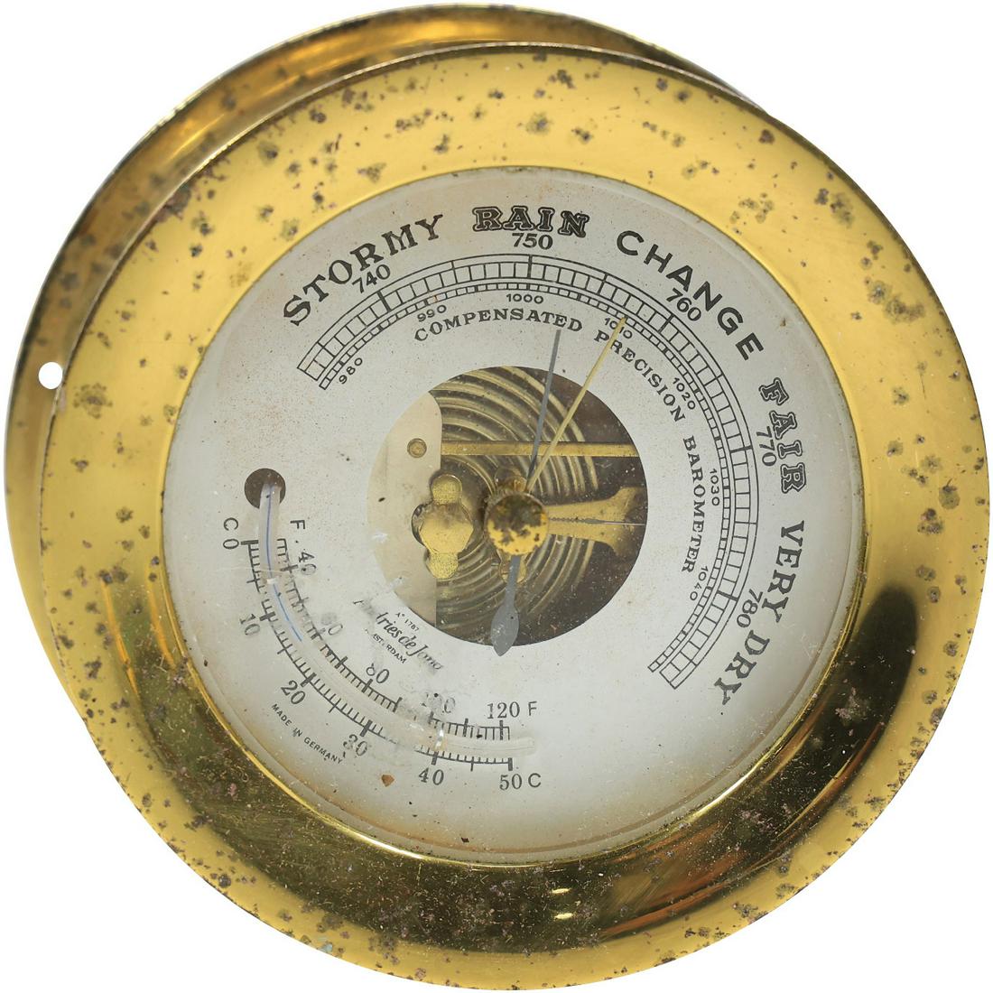Round Brass Nautical Ship's Barometer (1 of 17)