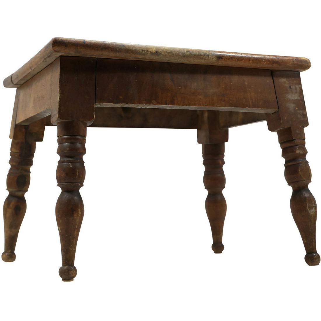 Primitive Country Pine Small Footstool Bench Cane Top with Turned Legs (1 of 20)