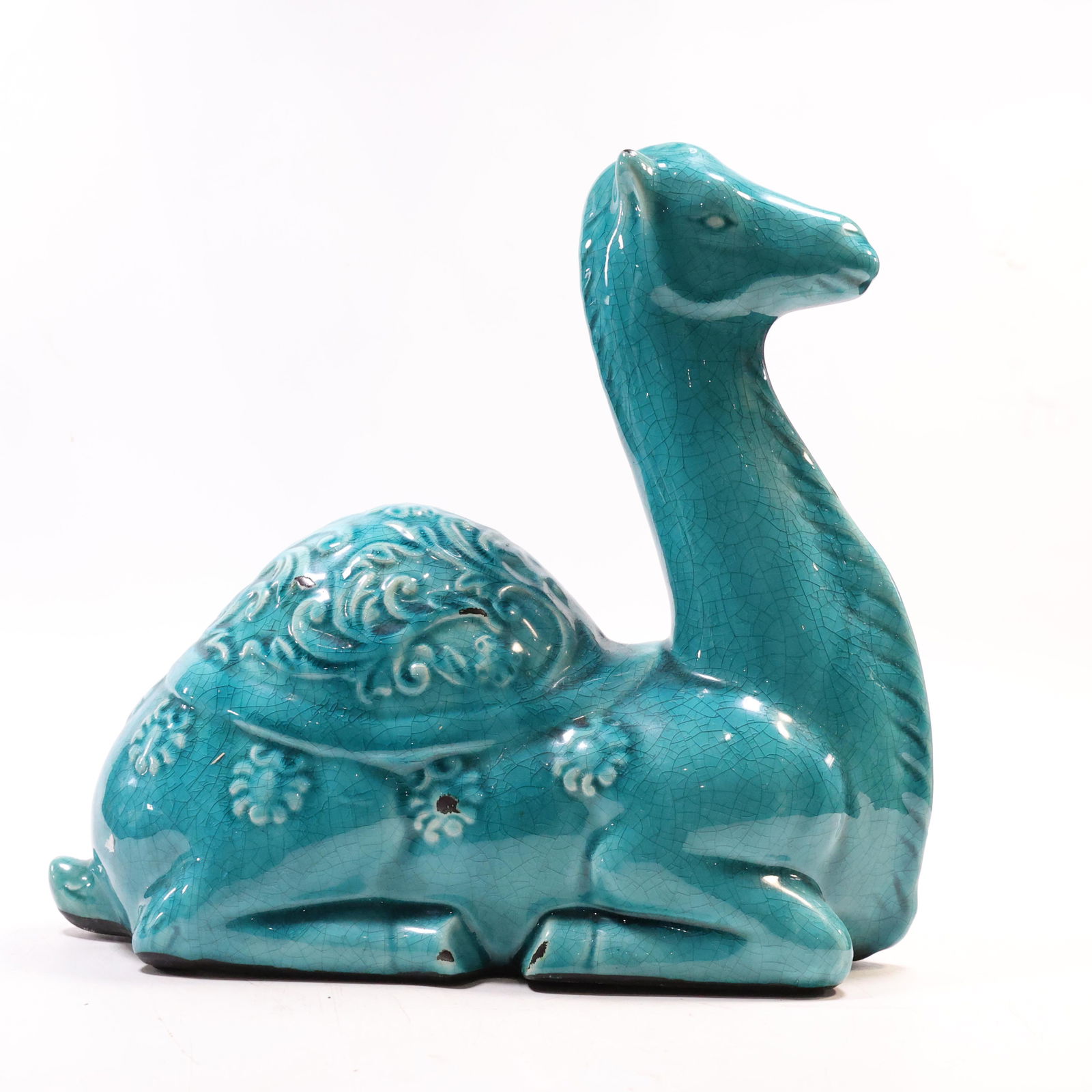 Majolica Ceramic Teal Blue Glazed CAMEL Figure Statue (1 of 13)