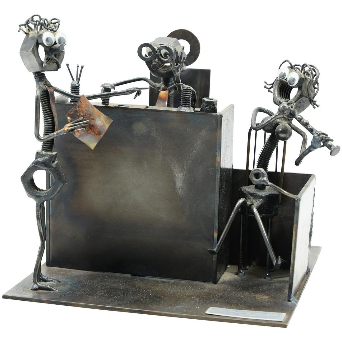 Dennis Aarons, American, Nuts Bolts Hardware Sculpture of a Band, with Artist's Label (1 of 19)