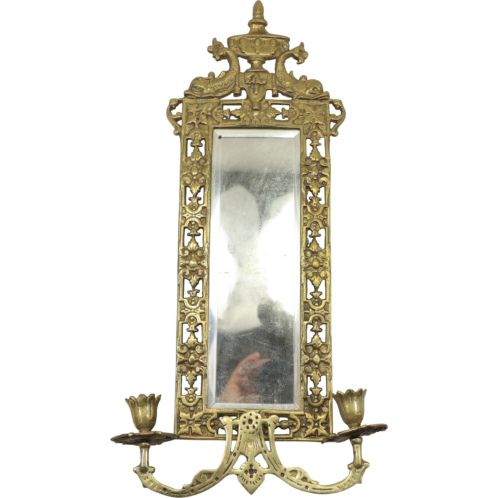 Fancy Victorian Mirrored Wall Sconce Double Candleholders Original Patina (1 of 20)
