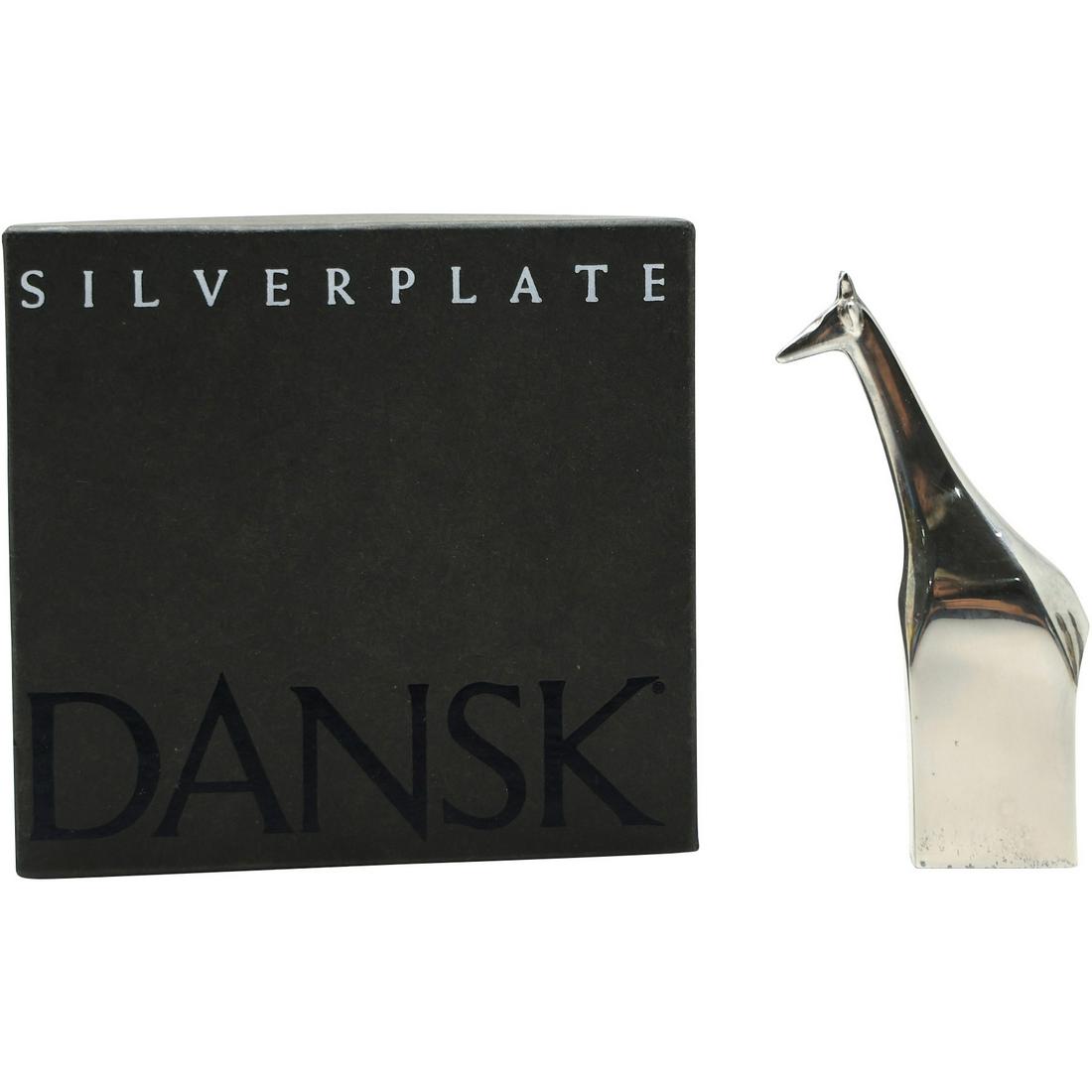 DANSK Silver Plate Giraffe Figure in Original Box: DANSK Silver Plate Giraffe Figure in Original Box. size: 4.25h 2w