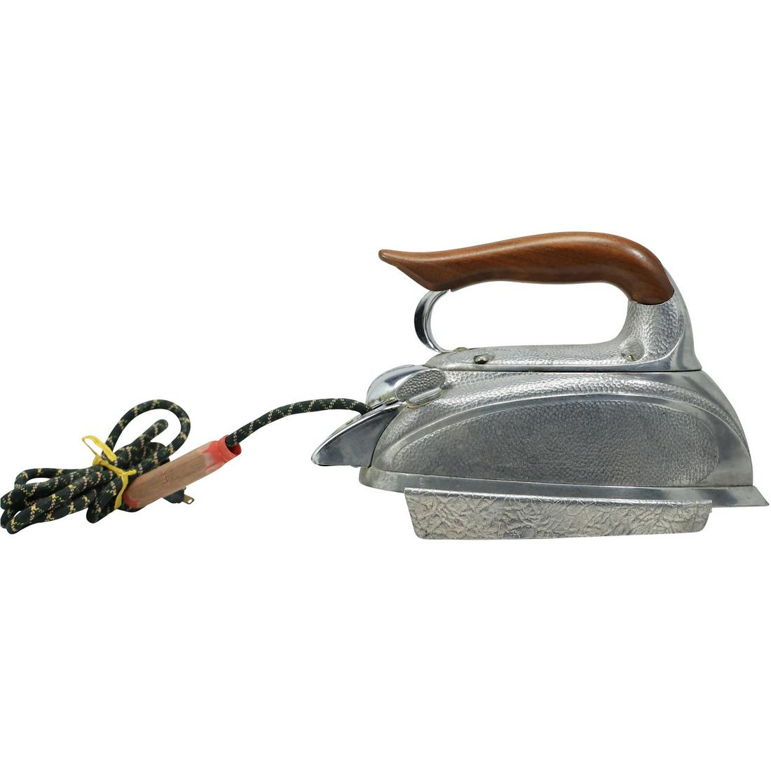 Steam-O-Matic Vintage Cast Aluminum Streamlined Art Deco Electric Iron with Trivet (1 of 17)