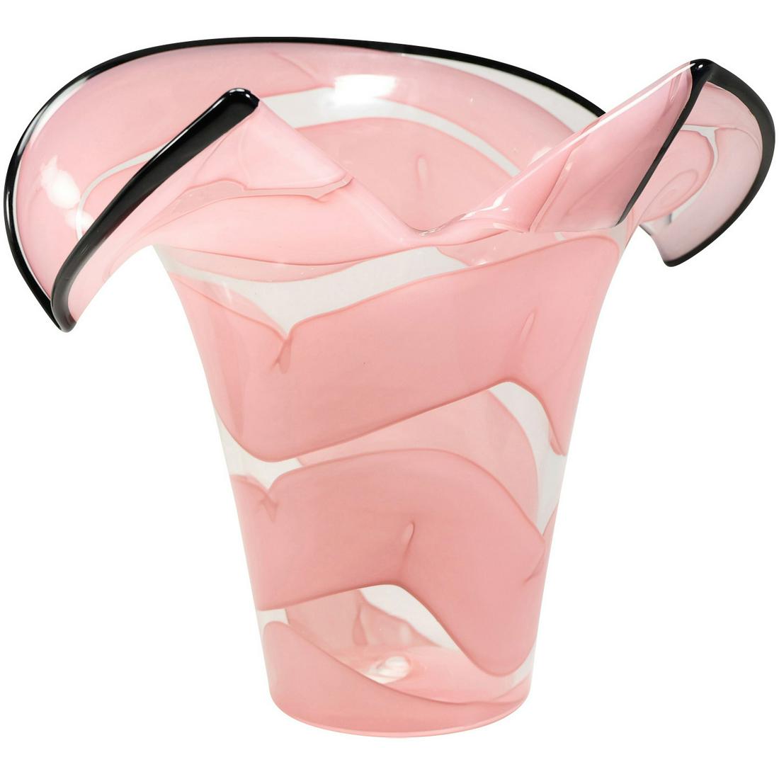 Large Italian Art Glass Vase Pink Swirl with Flared Top (1 of 20)