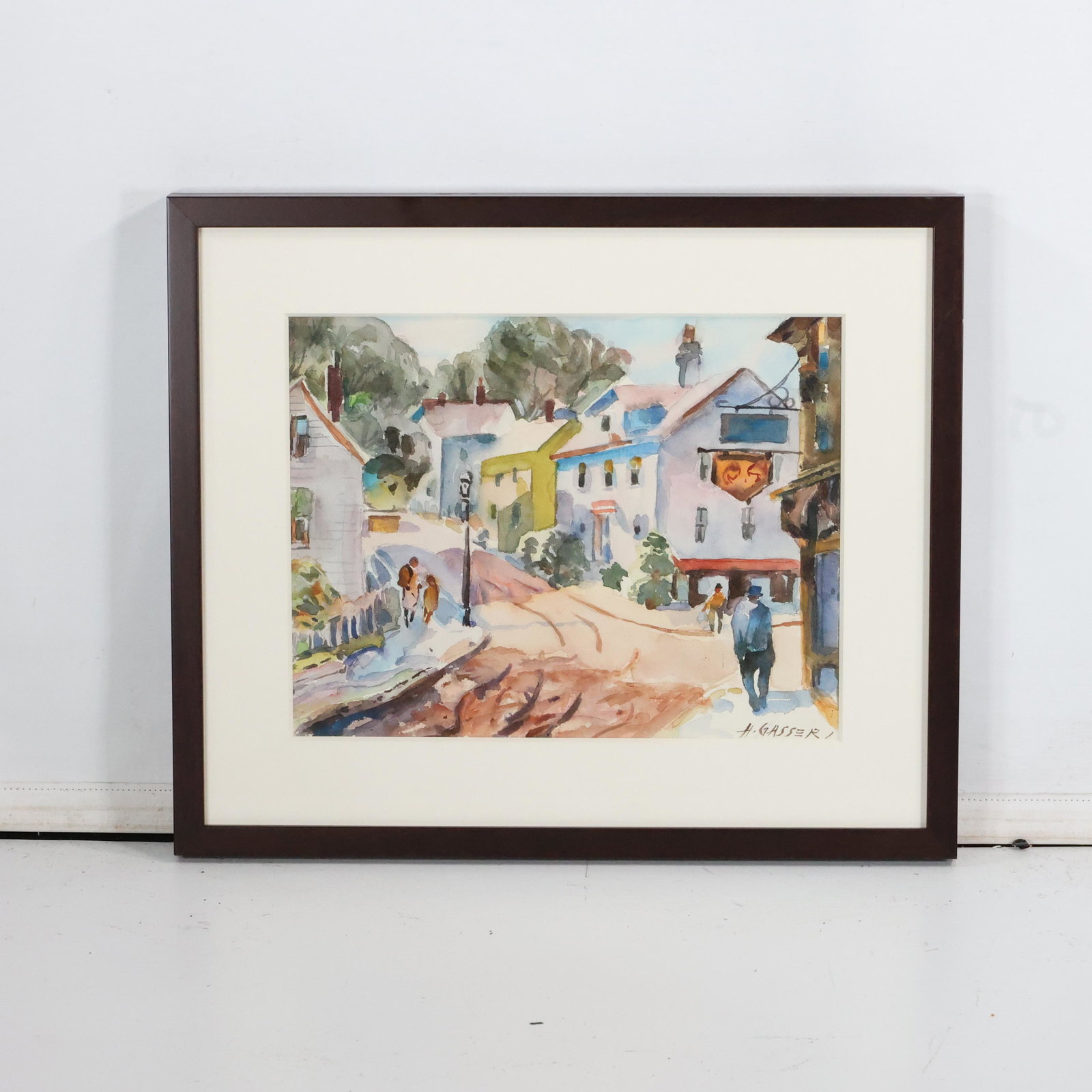 Henry Gasser; American Watercolor Street Scene Signed (1 of 12)