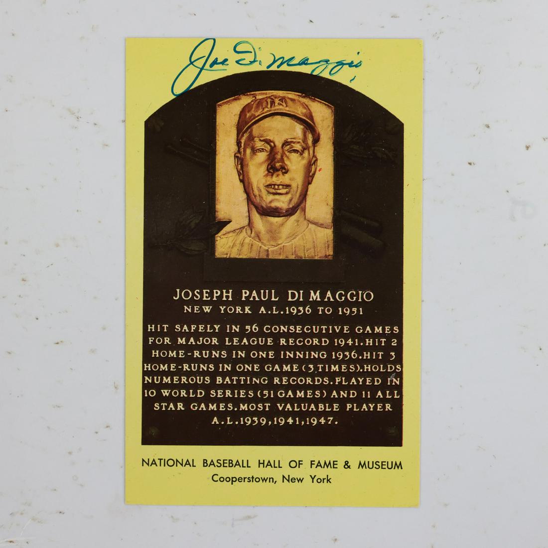 Joe DiMaggio Autographed Hall of Fame Card (1 of 6)