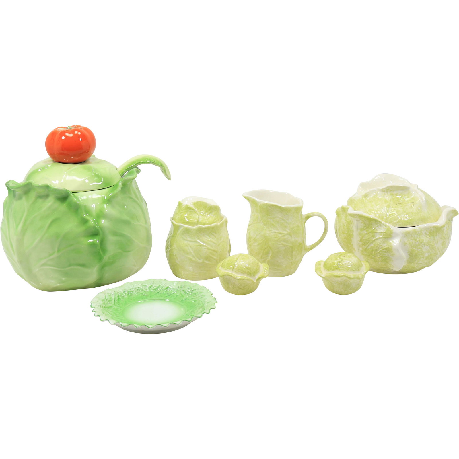 [7] Assorted CABBAGE LEAF Ceramic Tureen, Bowl, Sugar Creamer, Salt & Pepper Shakers (1 of 20)