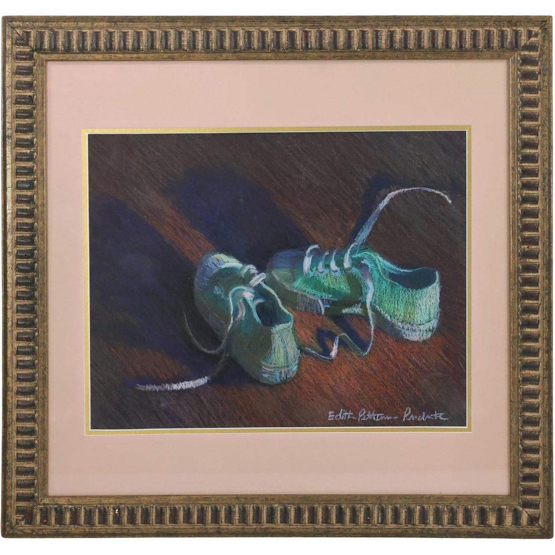 Edith Patterson Prudate; Pastel Painting Pair Sneakers, Signed, Framed (1 of 10)