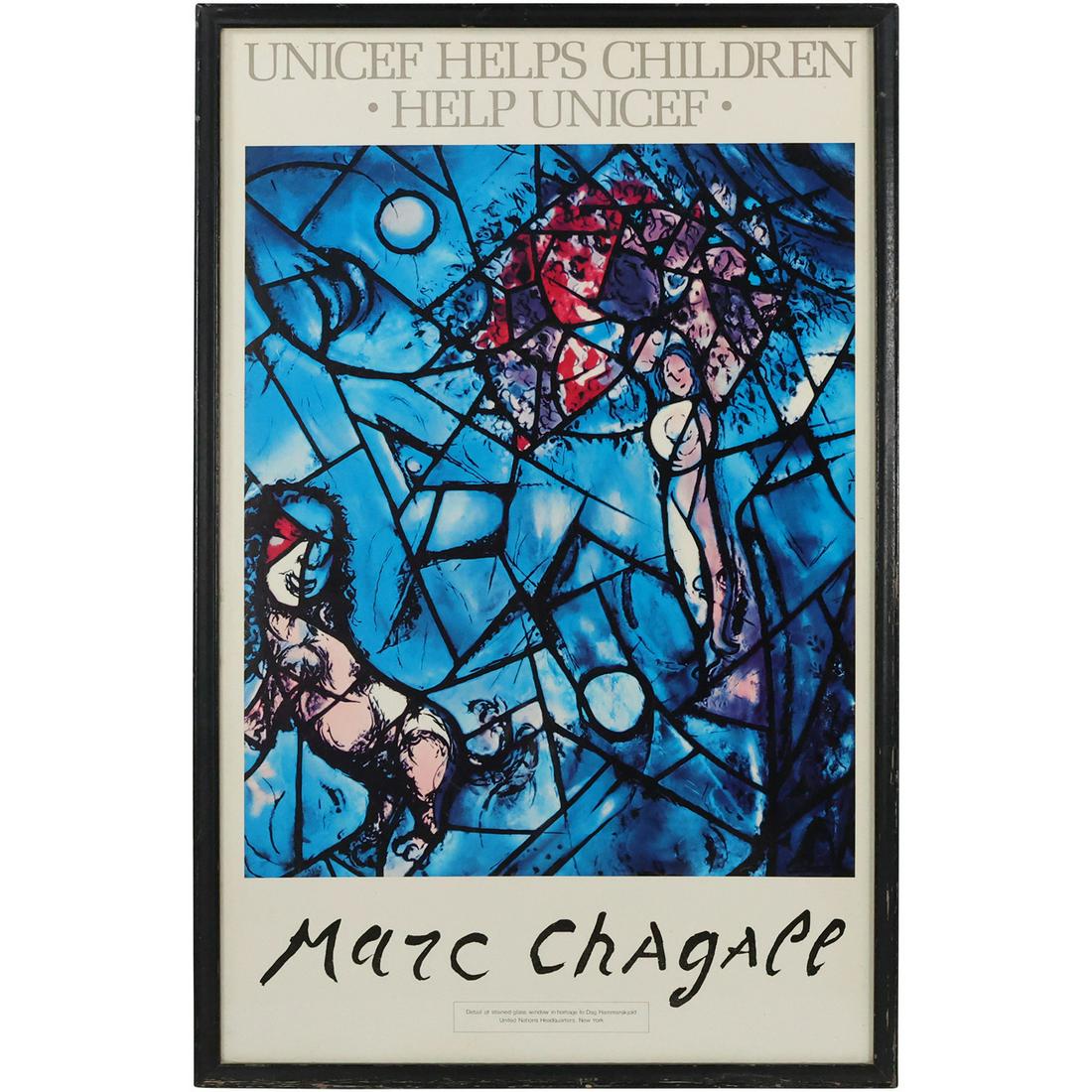 MARC CHAGALL Vintage Poster "Unicef Helps Children" , Original Framing (1 of 12)