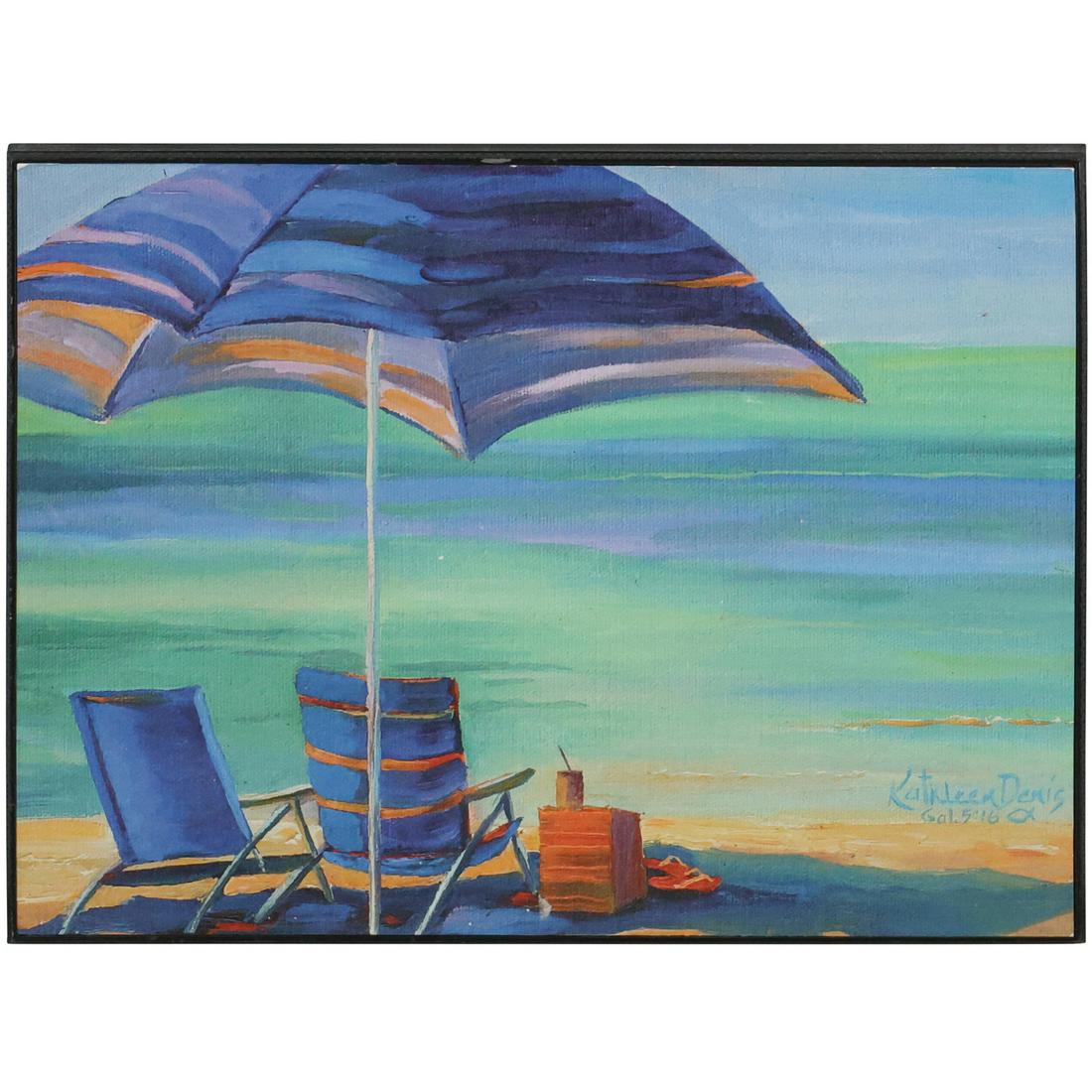 Kathleen Denis, Oil on Board Painting, Beach Scene (1 of 9)