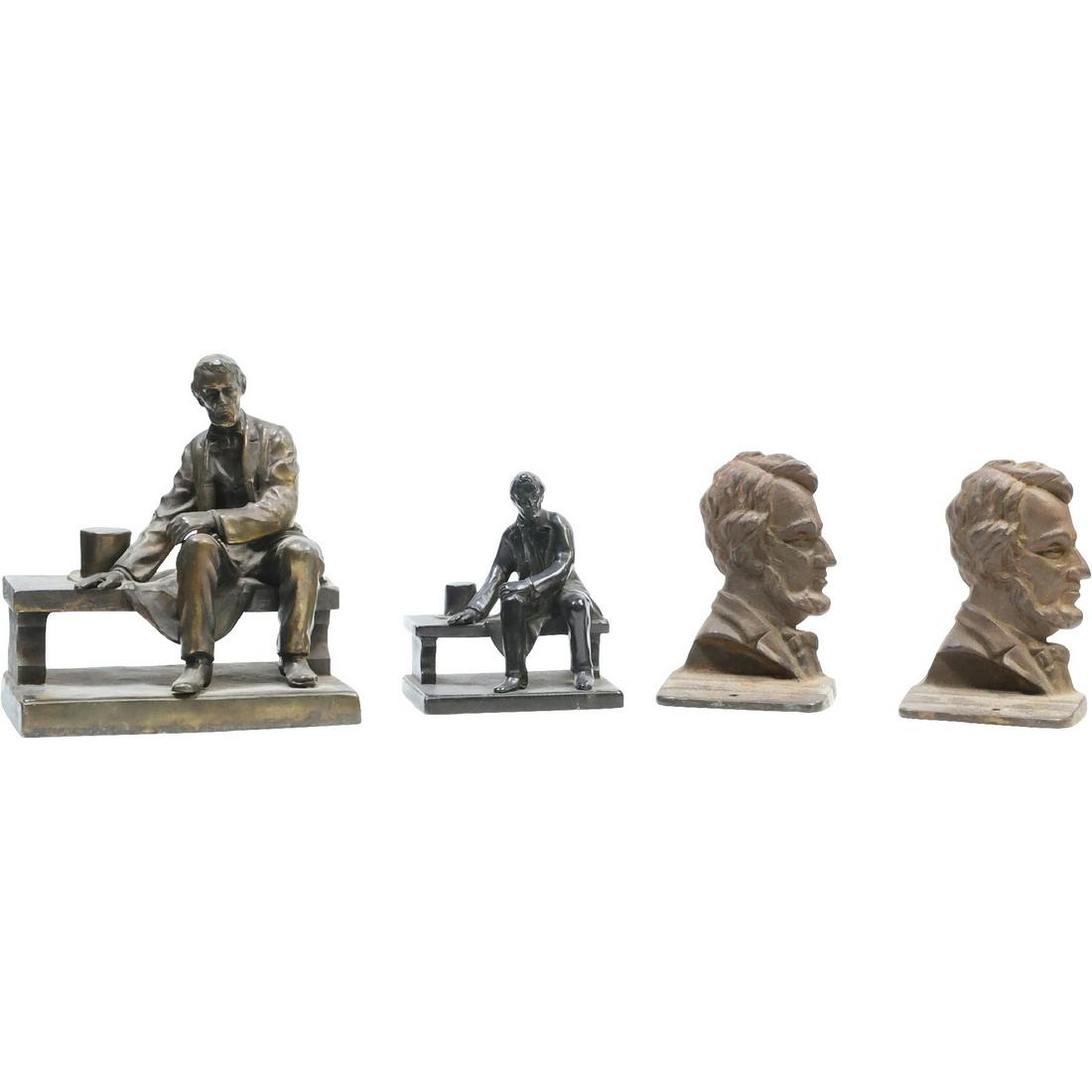 [4] Assorted Cast Metal, Cast Iron Abraham Lincoln Statues, Bookends (1 of 17)