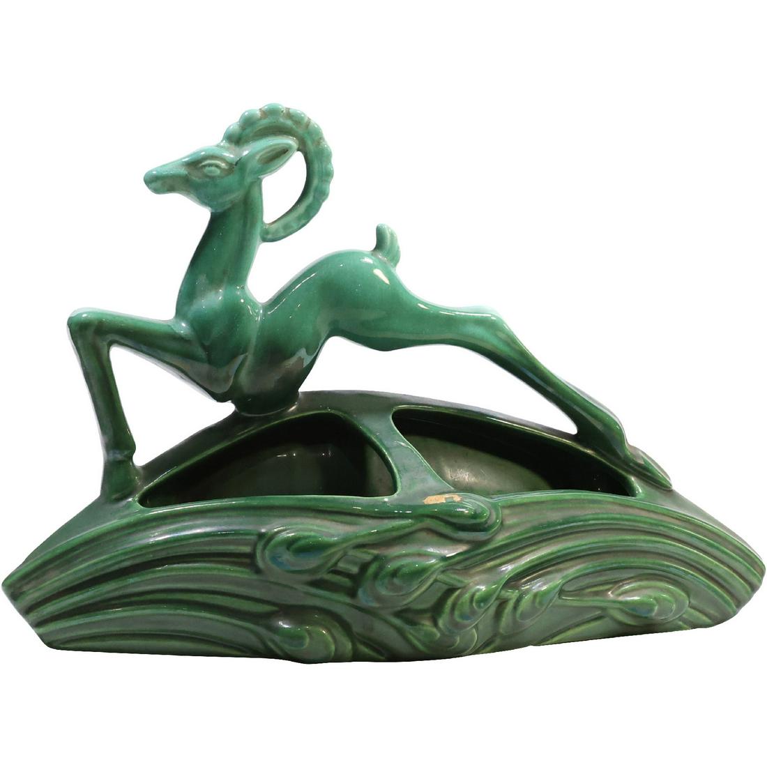 Royal Haeger Green Glazed Ceramic Gazelle Figure TV Lamp (1 of 9)