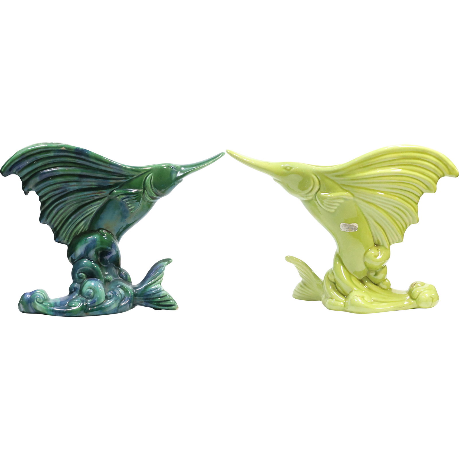 [2] Royal Haeger Ceramic MARLIN FISH Figure Vases - Original Label (1 of 20)