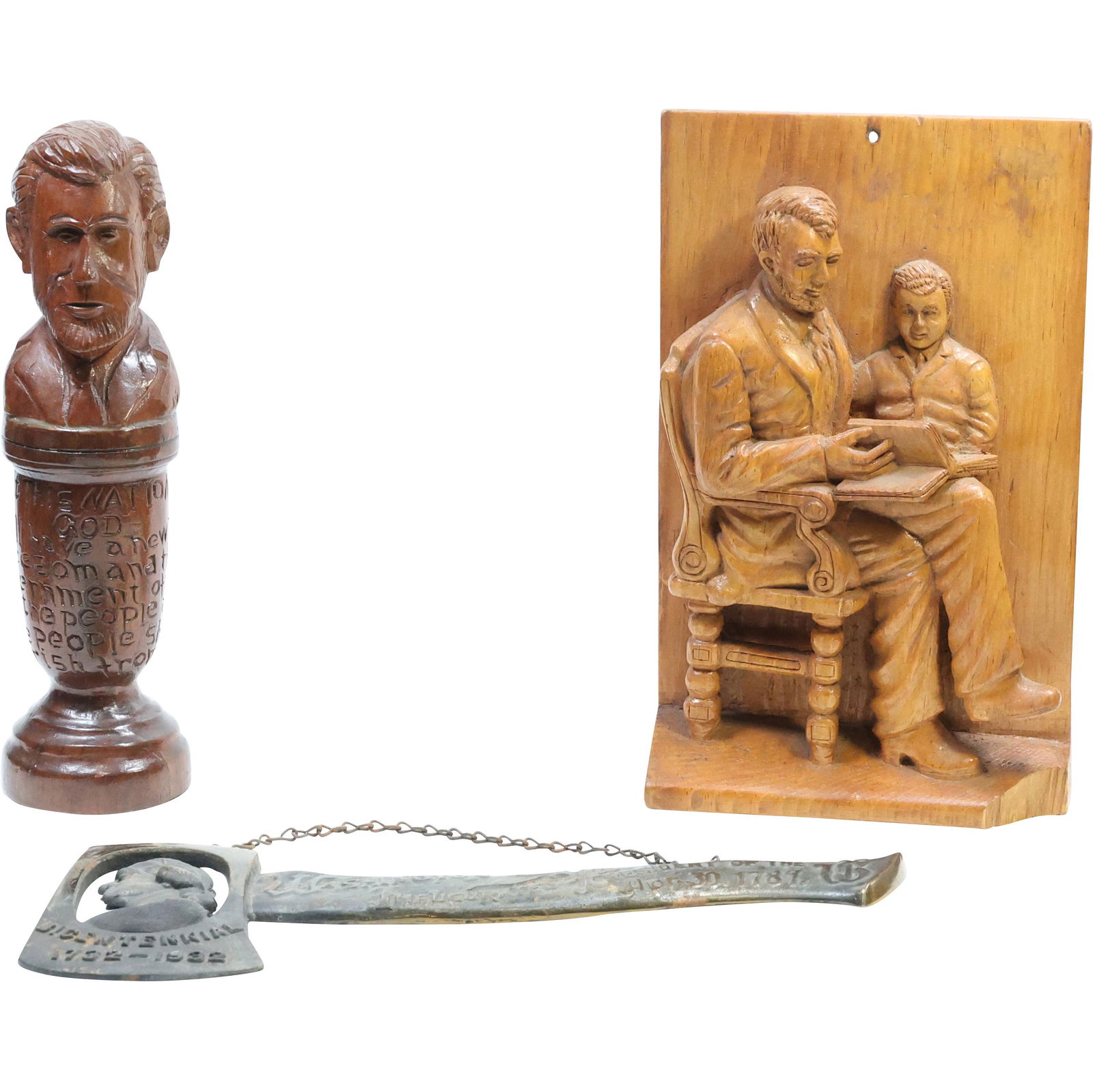 [3] Historical Presidential: 2 Abraham Lincoln and 1 George Washington Portrait Iron Axe (1 of 20)