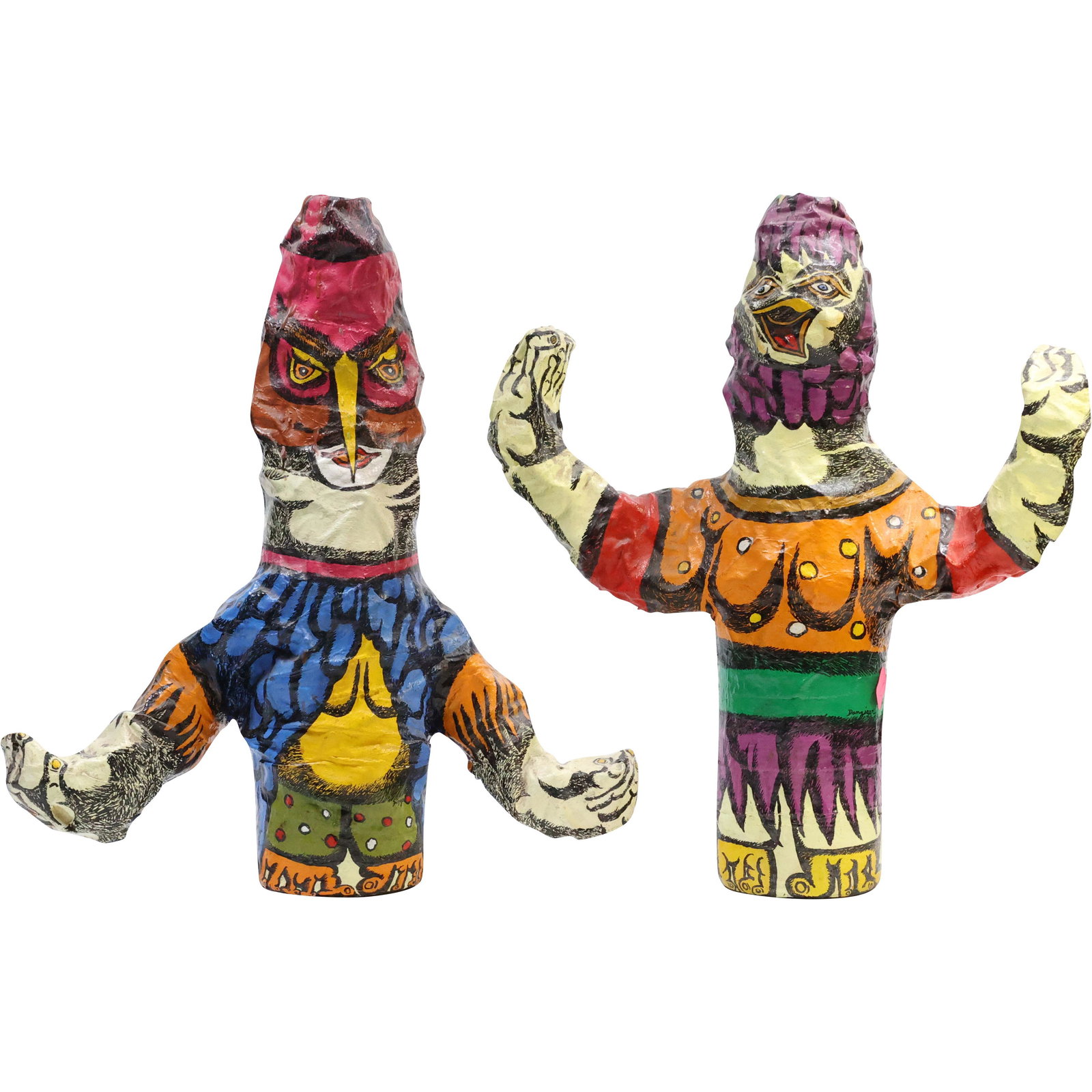 Joan Danziger, American, [2] Folk Art Paper Mache Figure Sculptures, Signed (1 of 20)