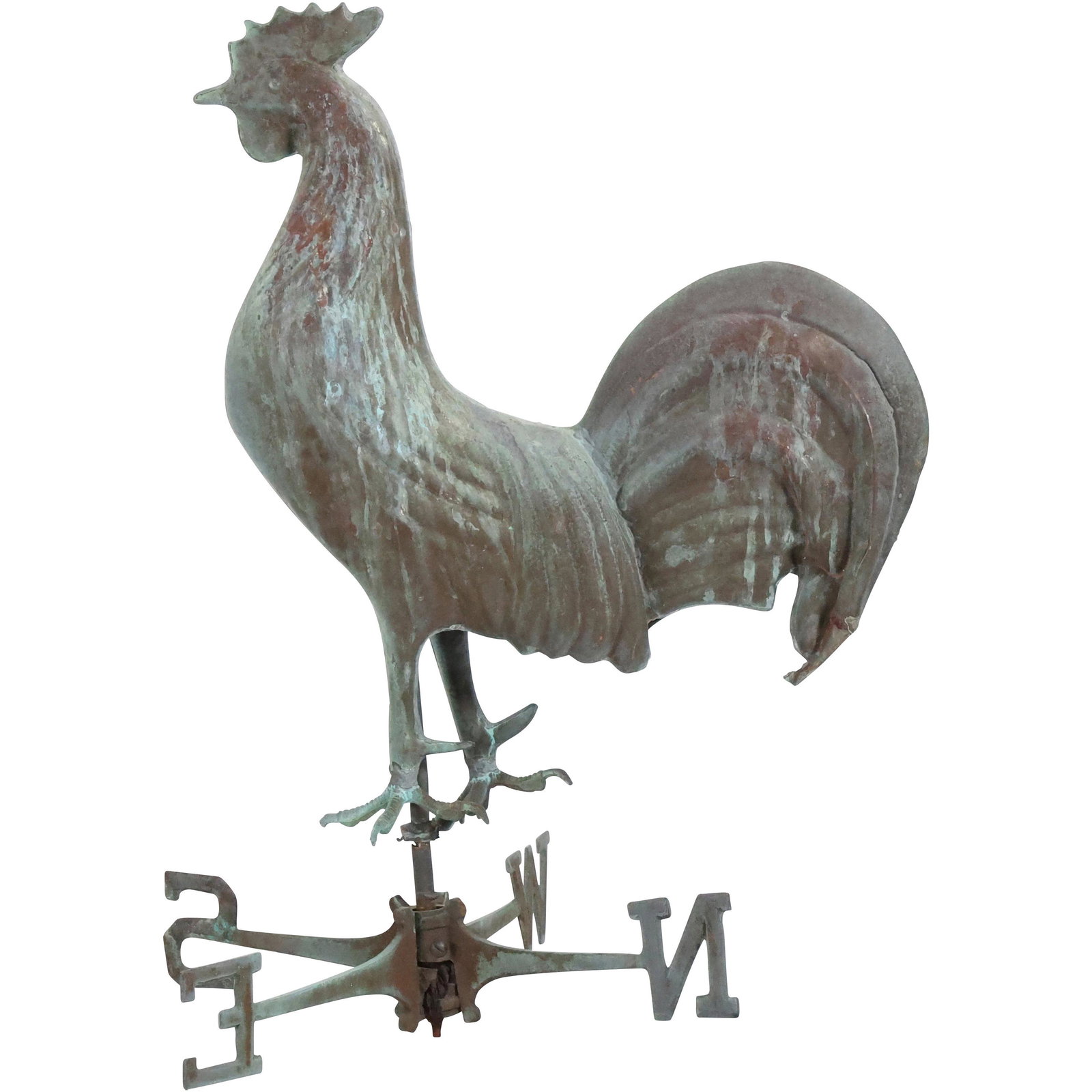 Vintage Full Bodied Copper ROOSTER WEATHERVANE with Directionals - Original Patina (1 of 14)