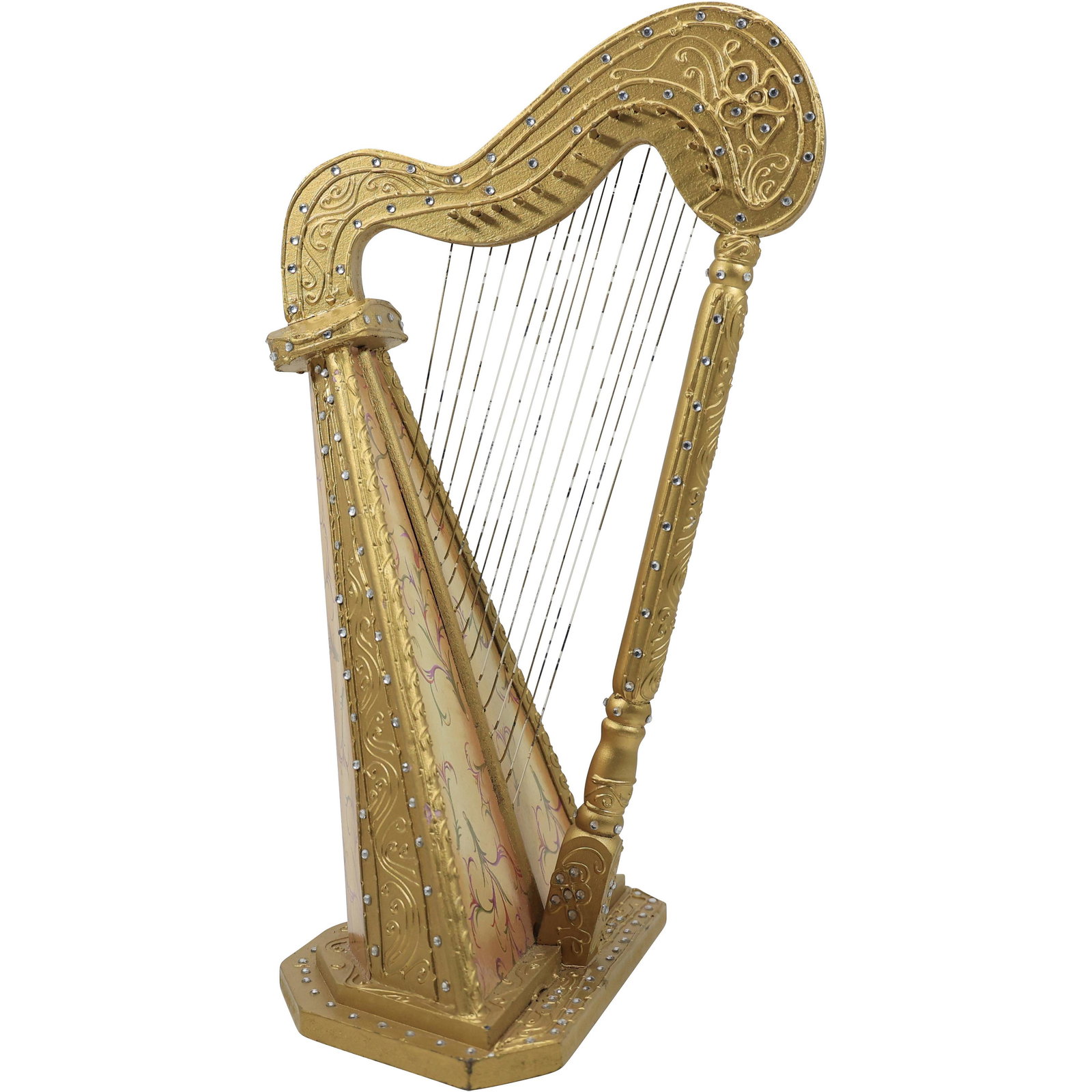 Decorative Harp in Original Gold Paint 17.5 inches height: Decorative Harp in Original Gold Paint 17.5 inches height. size: 17.5h 10.25w