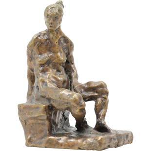 Hanna Stiebel, California Artist, Signed Bronze Seated Nude Woman Sculpture: Hanna Stiebel, California Artist, Signed Bronze Seated Nude Woman Sculpture. Good original Patina Finish. size: 8.25h 6w ASKart: Hanna Stiebel (Born 1923) is active/lives in California. Hanna Stiebel