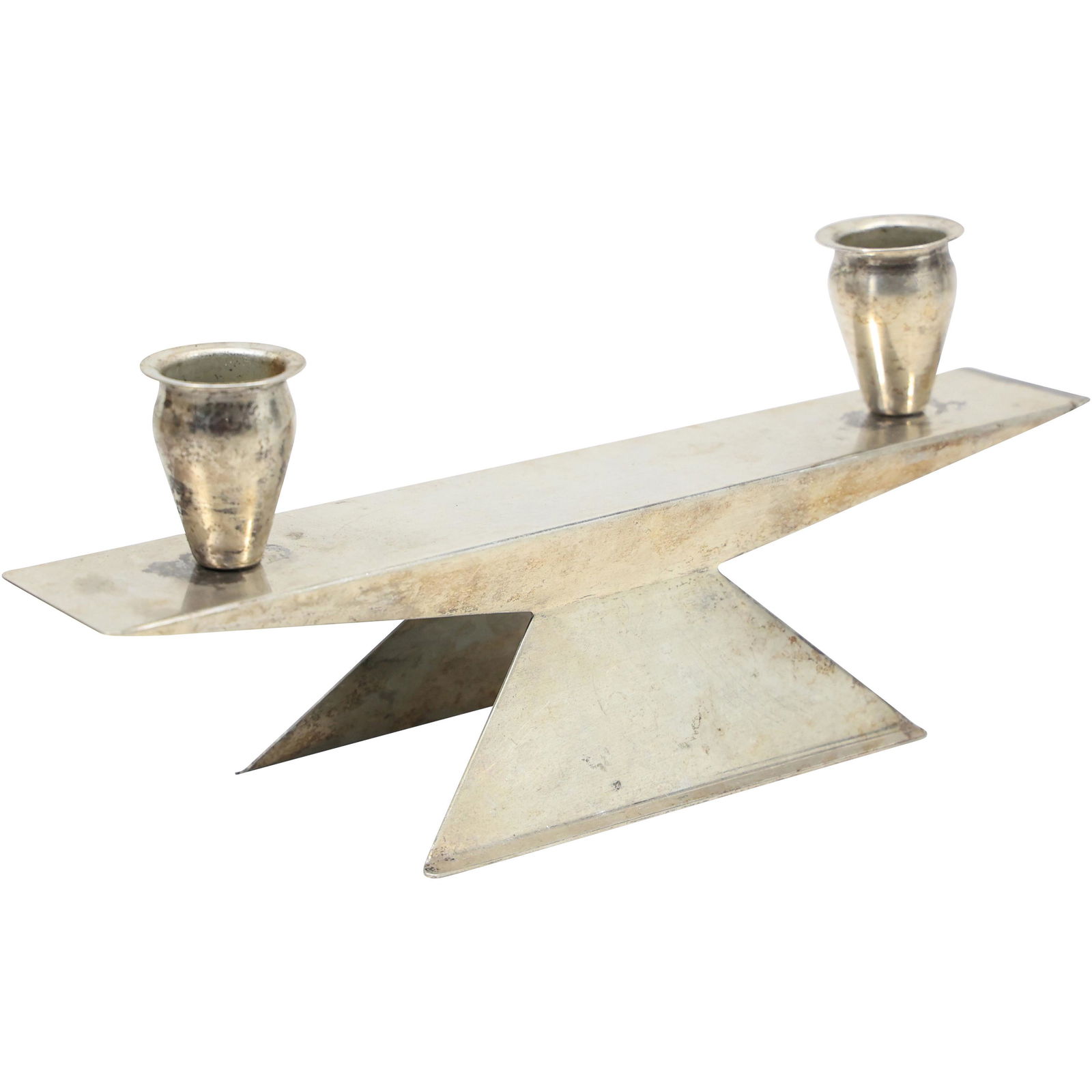 Danish Design Silver Plate Metal Double Candle Holder (1 of 19)