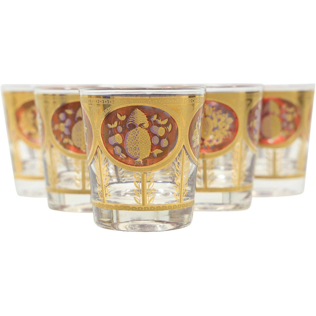 [6] Cera Gold Decorated Cocktail Glasses: [6] Cera Gold Decorated Cocktail Glasses. size: 3.25h 3w