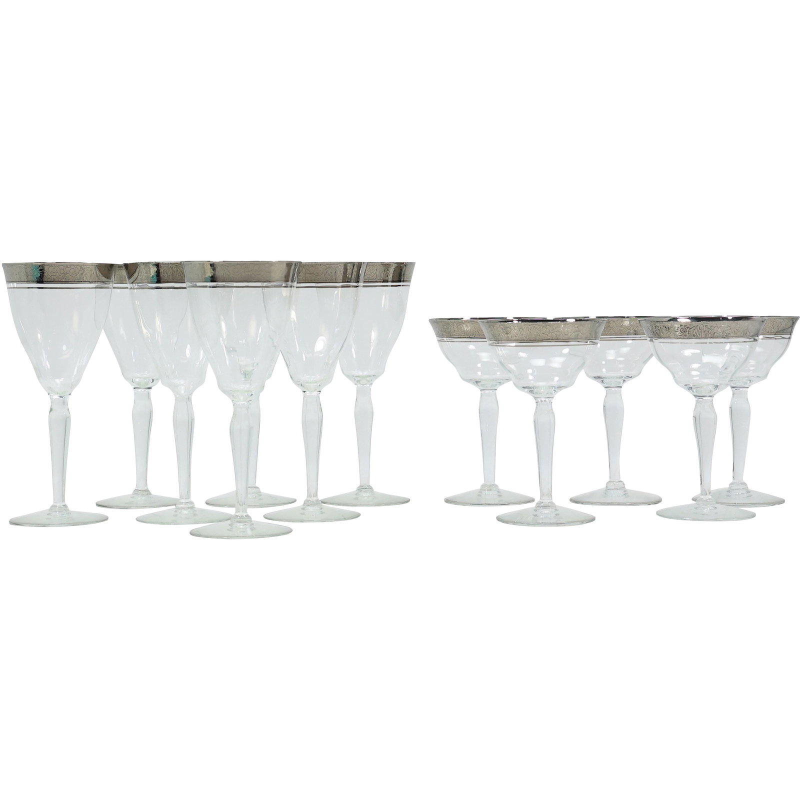 [12] Fancy Silver Rimmed Cocktail Stemware Glasses in 2 Sizes (1 of 19)
