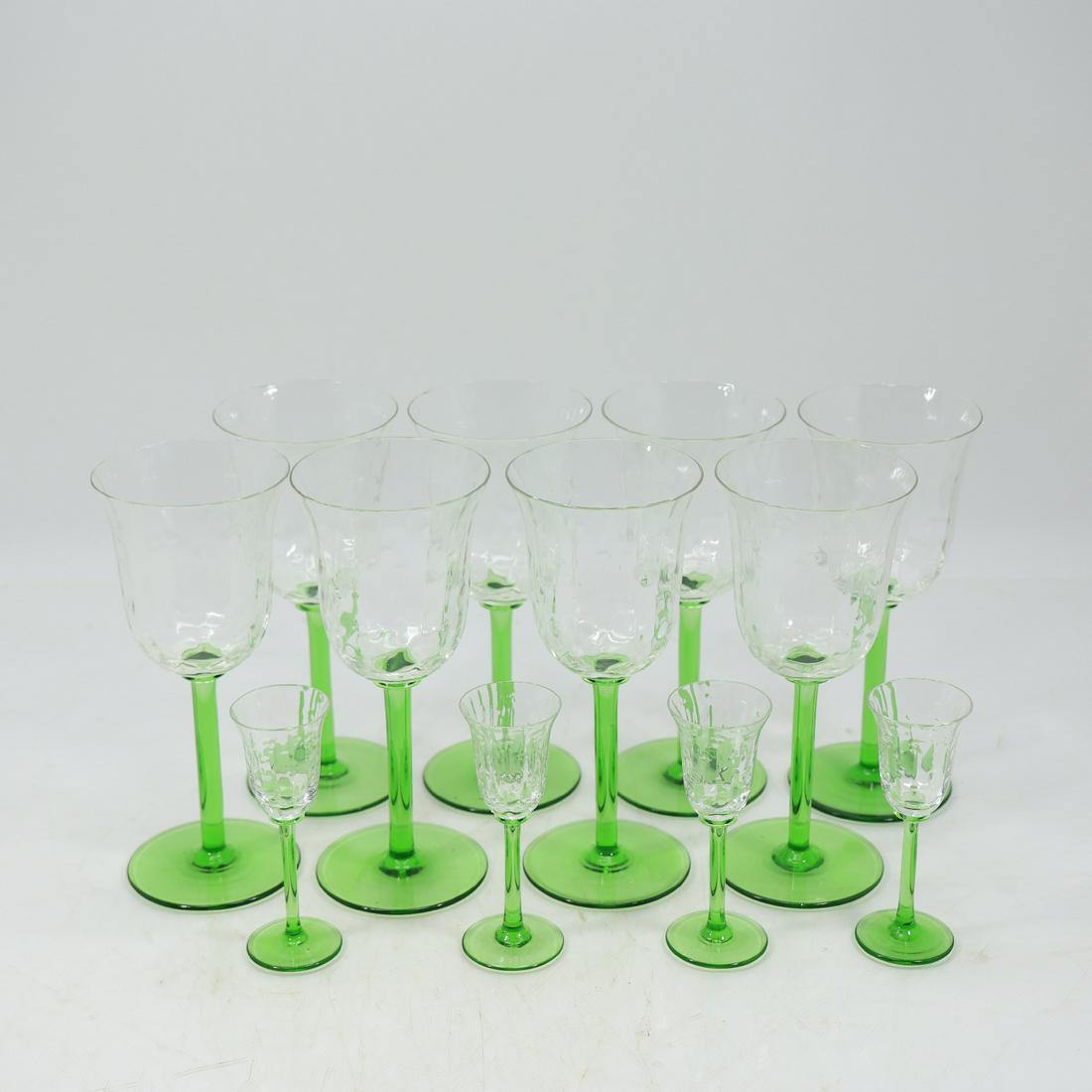 [12] Green Stem Base Cocktail Stemware Glasses in 2 Sizes (1 of 16)