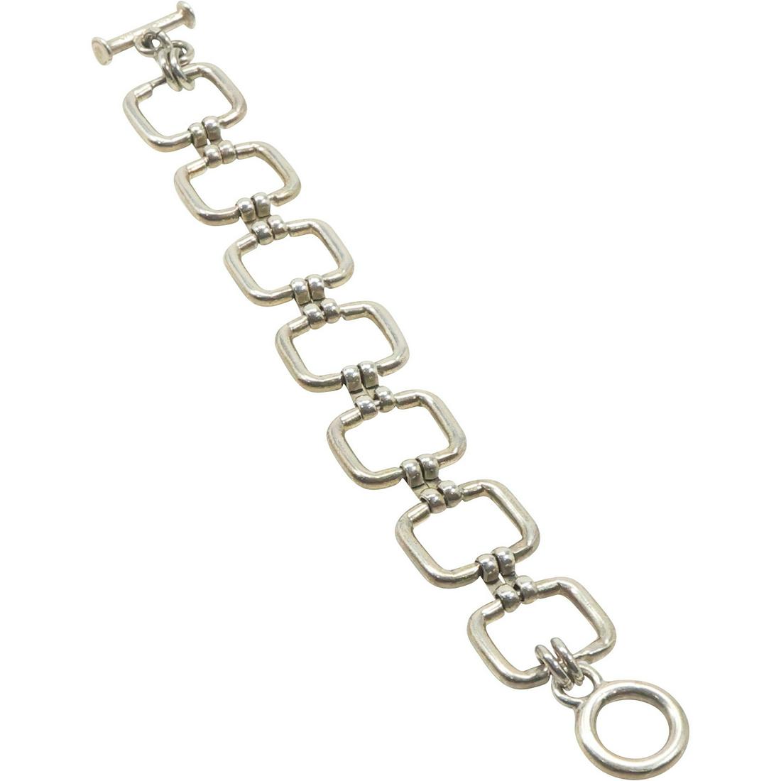 marked MFXILU .925 Sterling Silver Large Square Link Chain Bracelet (1 of 12)