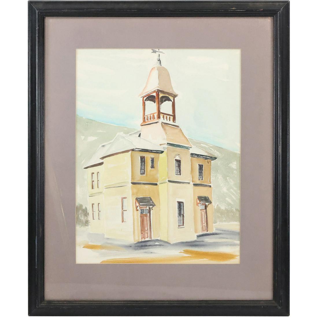 Walter M Johnson, Estate Stamp, Watercolor Painting Missionary Building (1 of 12)