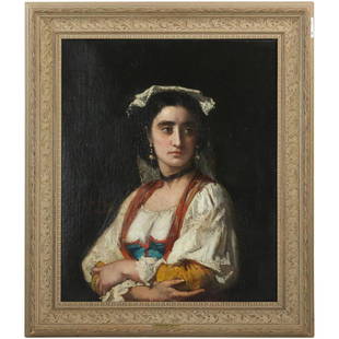 EDWARD HARRISON MAY 1824-1887; Portrait of a Neapolitan Woman Oil Painting. Professionally Restored: EDWARD HARRISON MAY 1824-1887; Portrait of a Neapolitan Woman Oil Painting. Professionally Restored and Relined. Signed, Framed. size: 29 x 23.5, 36 x 31 outside frame. ASKart: Edward Harrison May (18