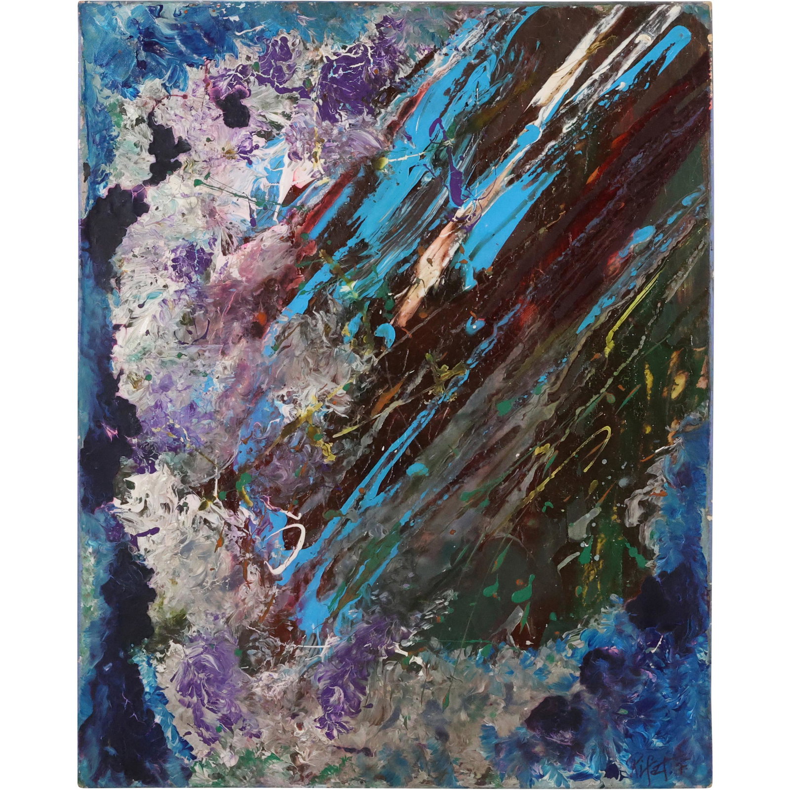 Signed RIFAT 1970s Oil on Canvas Painting ABSTRACT EXPRESSIONISM (1 of 11)