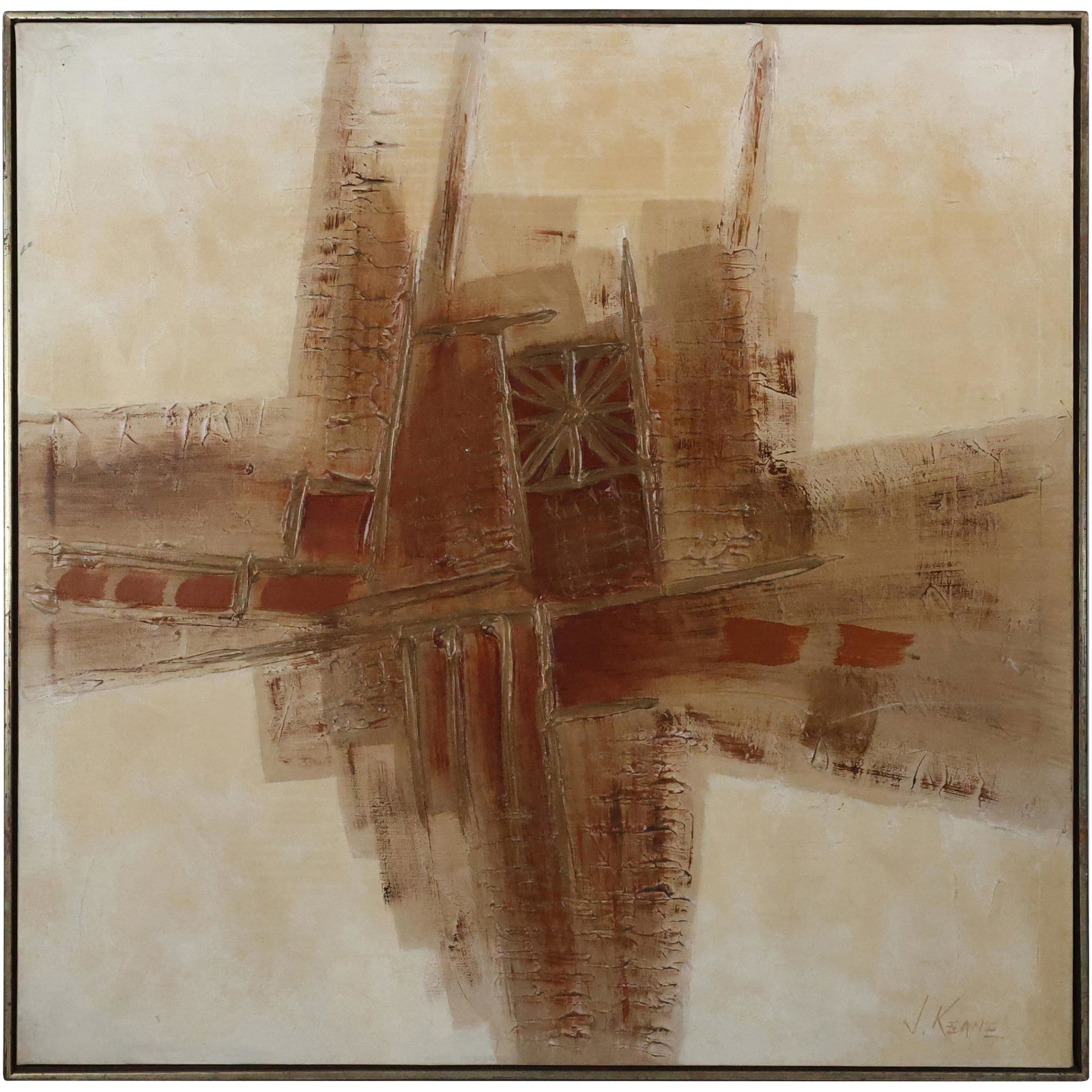 J Keane, Modernism Vintage Oil on Canvas Painting ABSTRACT EXPRESSIONISM (1 of 15)
