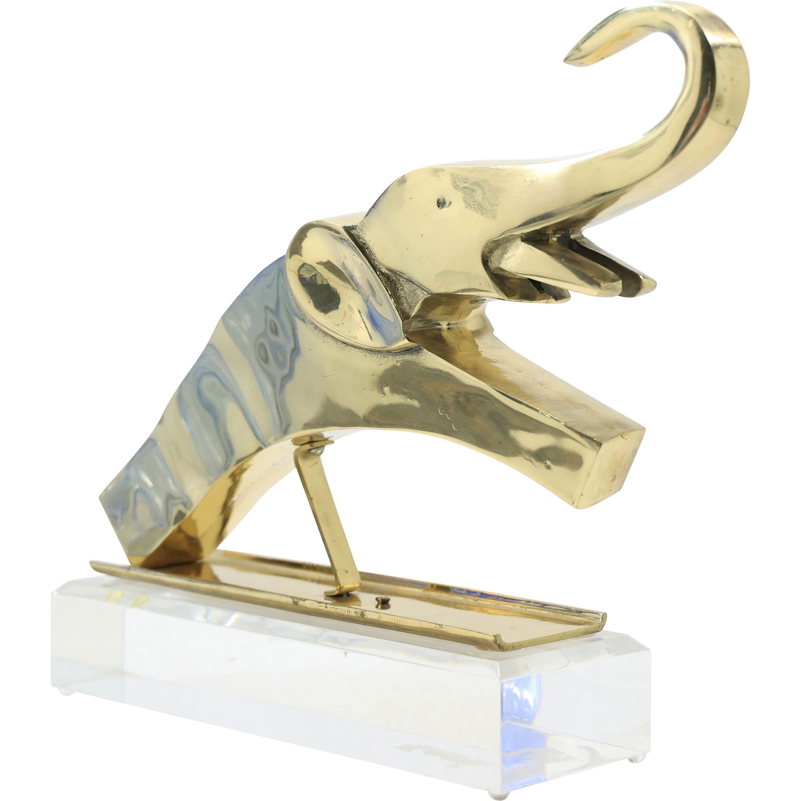 Polished Brass Elephant Figure Sculpture on Lucite Base (1 of 15)