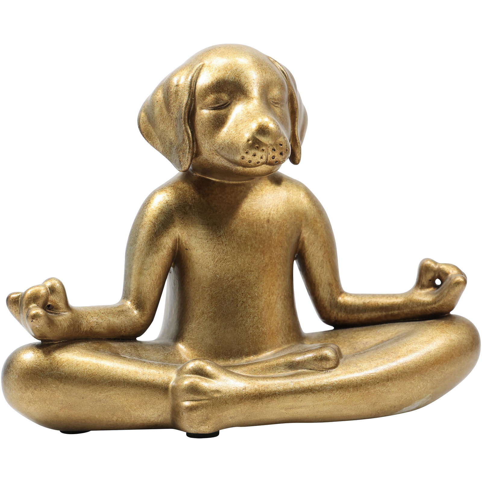 Unique Modernism DOG FIGURE BUDDHA in Gold Patina Finish, Hard Composition (1 of 17)