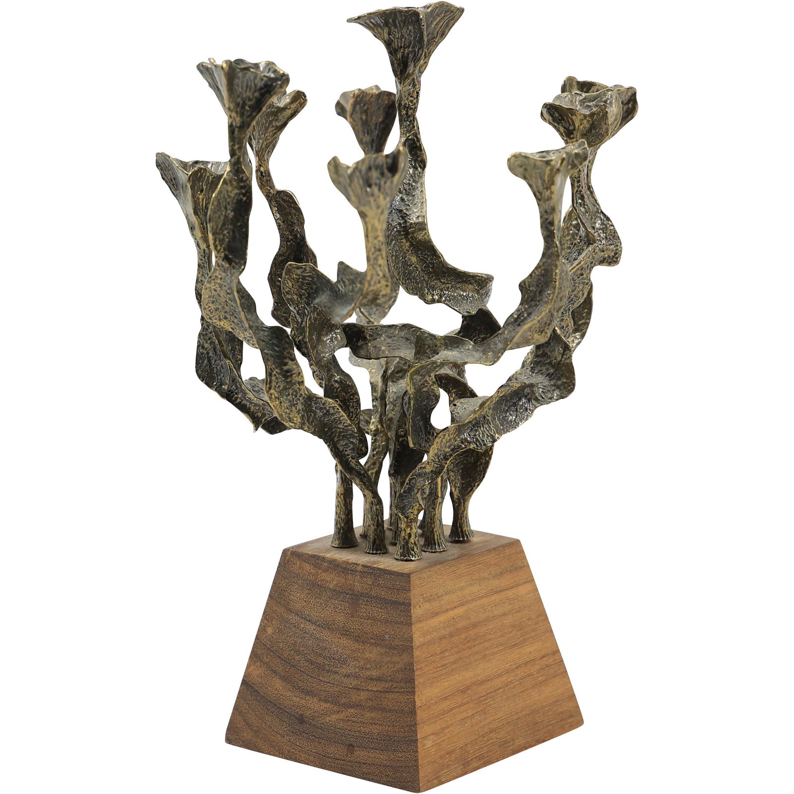 Modern Design Metal TREE CANDLEHOLER Sculpture Mounted on a Wood Base (1 of 17)