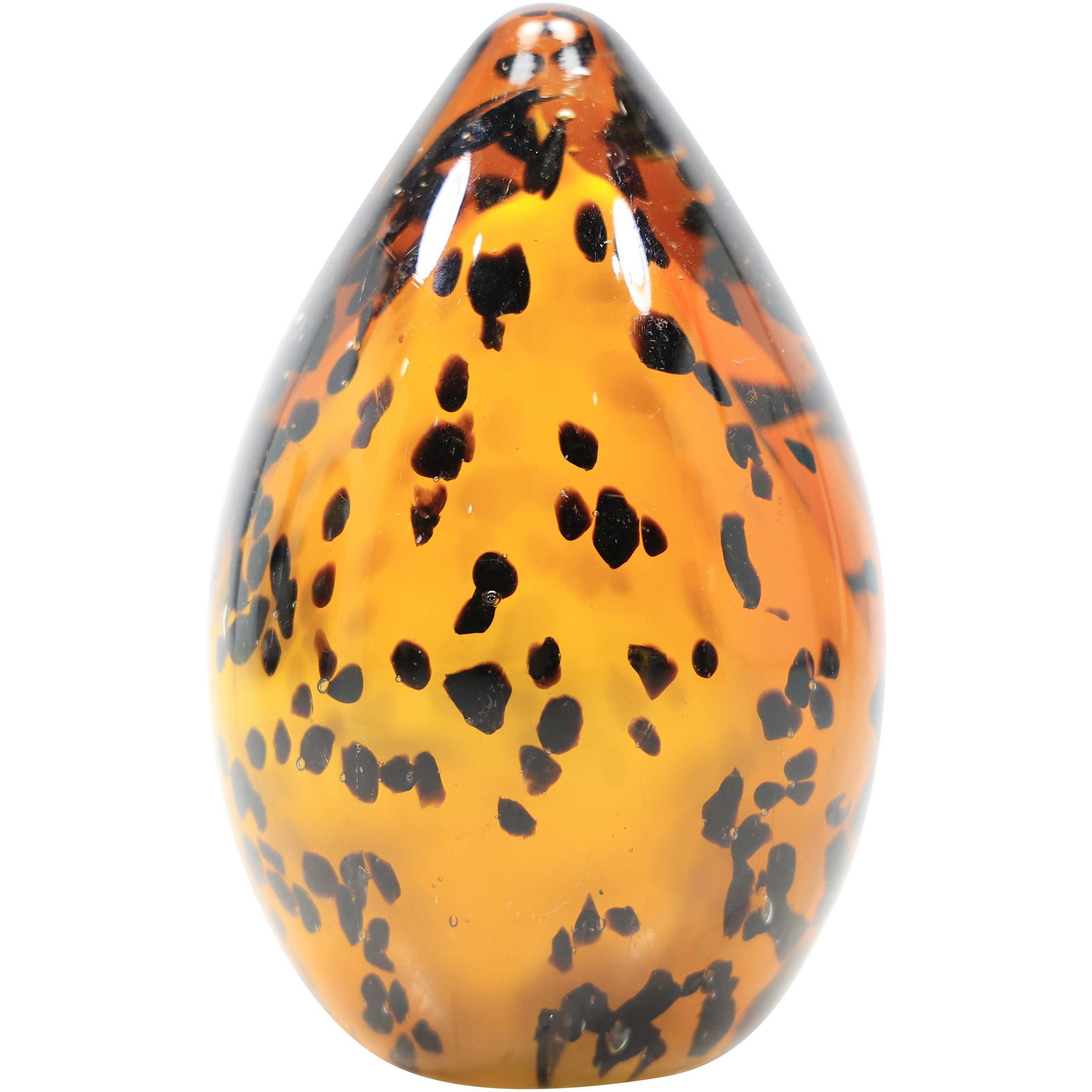 Orange Amber Glass Egg with Brown Accent Spots (1 of 12)