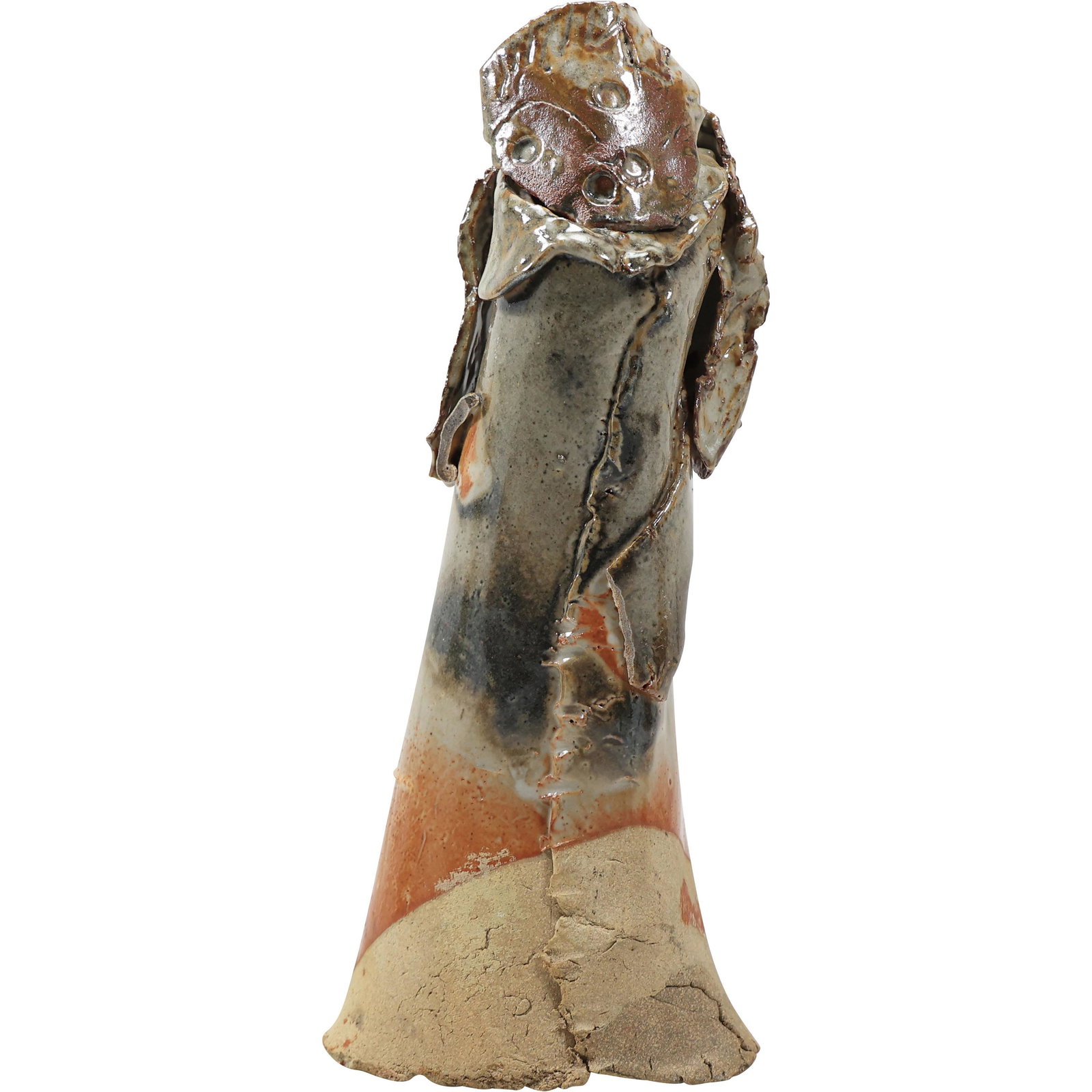 Signed Studio Art Pottery Face Figure in Cloak Sculpture (1 of 17)