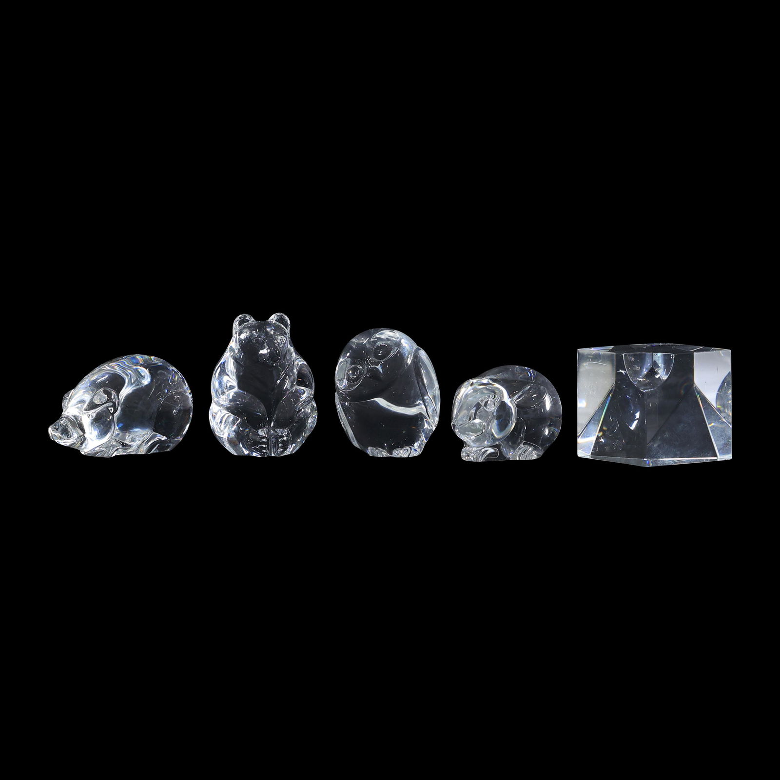 [5] Signed STEUBEN Assorted Crystal Glass Animal Figures & Cube Paperweight (1 of 12)