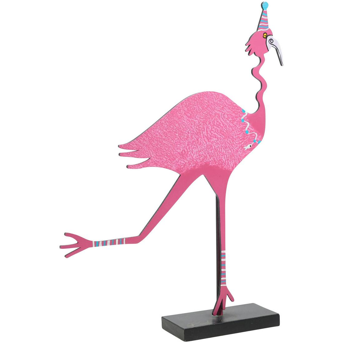 Signed Claudine Buell Metal Pink Flamingo Sculpture Hand Painted (1 of 17)