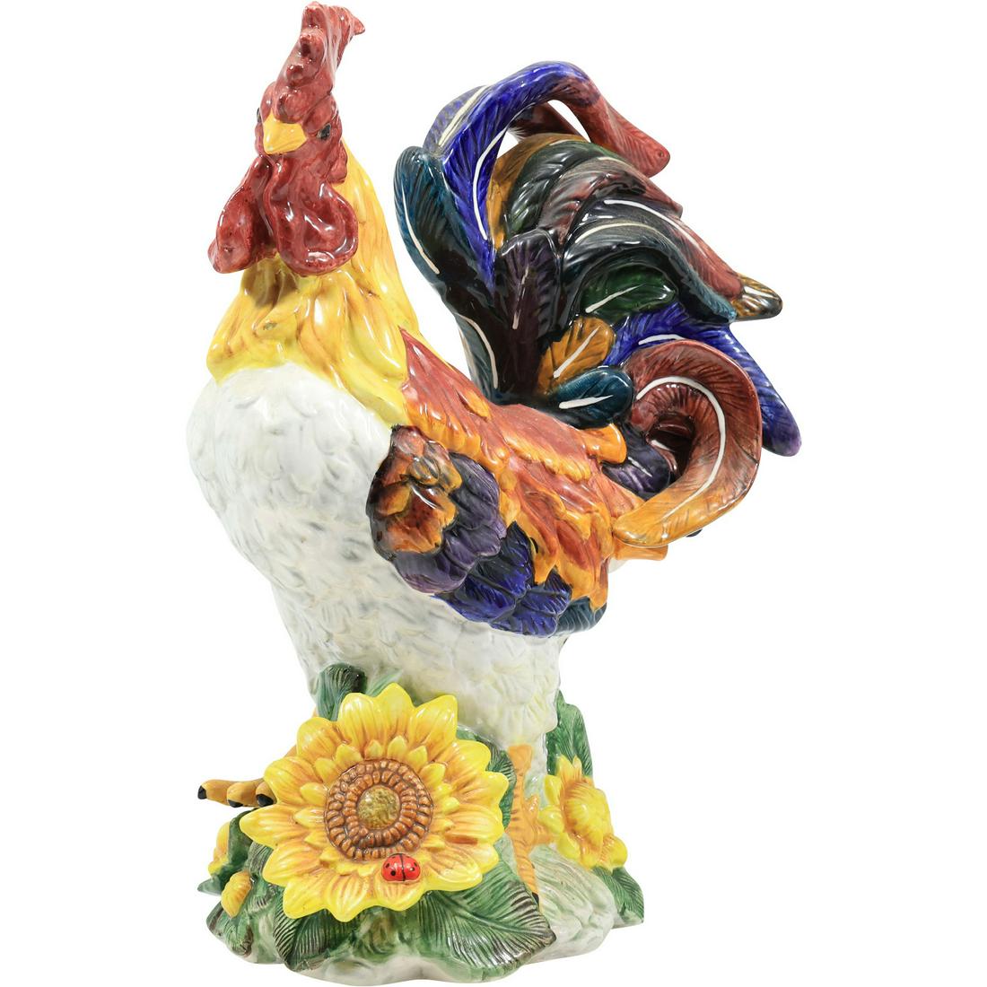 Italian Ceramic Large Hand Painted ROOSTER Figure Statue 14.5 in. height (1 of 20)