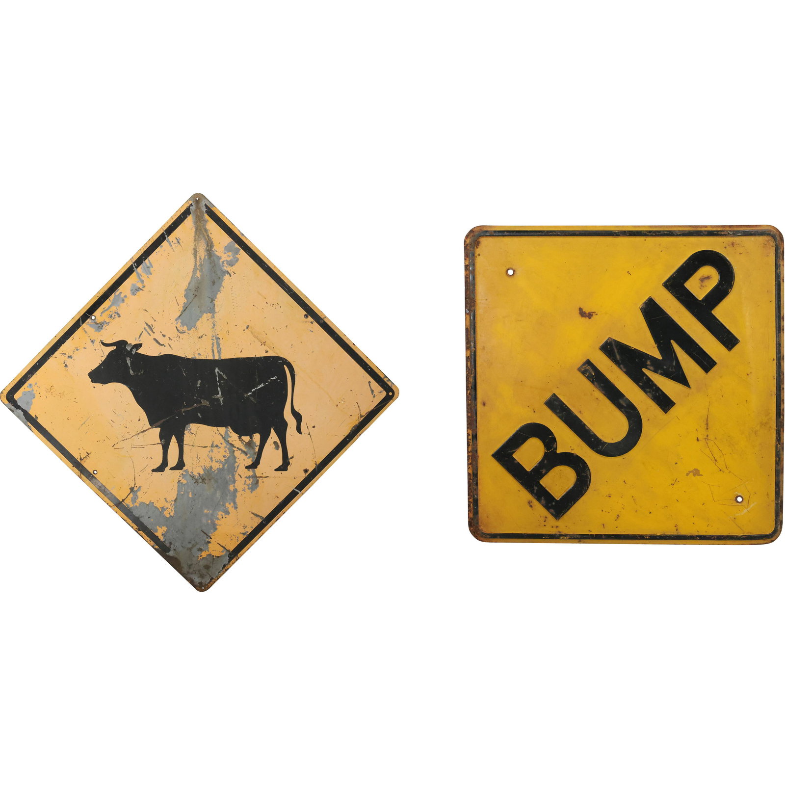 [2] Vintage Road Signs: Steer / Cow and "BUMP" (1 of 20)
