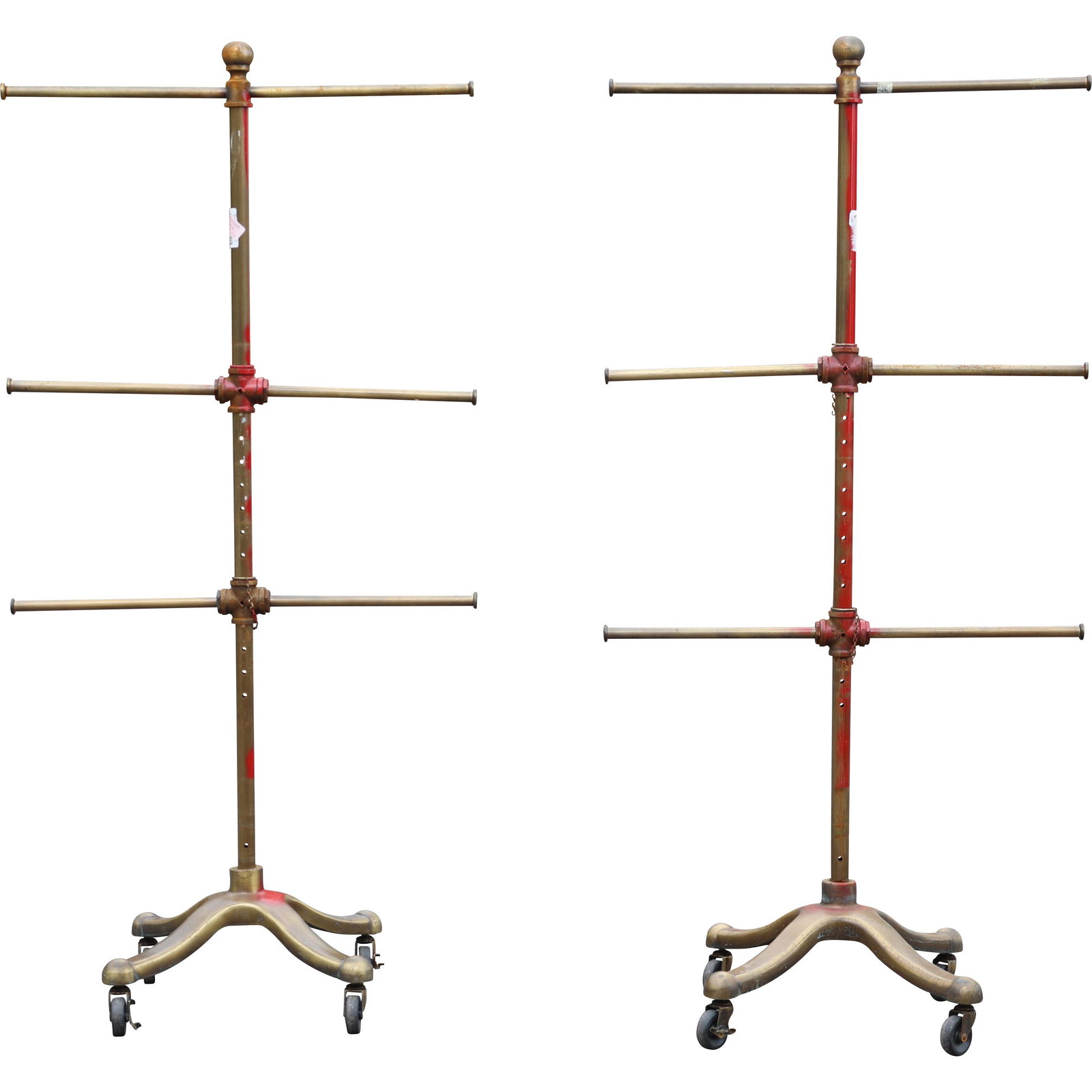 [2] Vintage ALL BRASS Clothing Store Display Racks on Wheels (1 of 19)