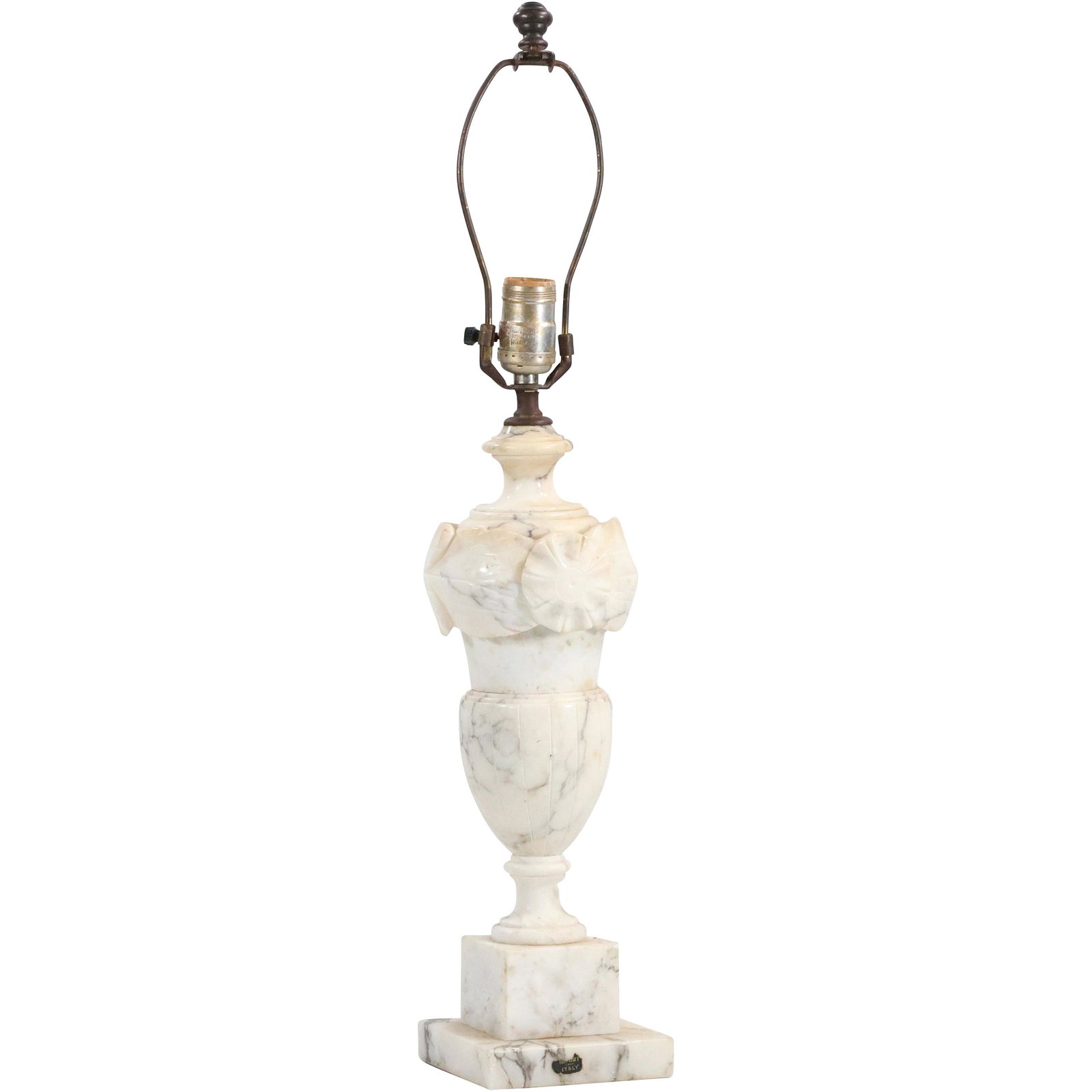 Vintage Carved White Italian Marble Table Lamp Base (1 of 11)