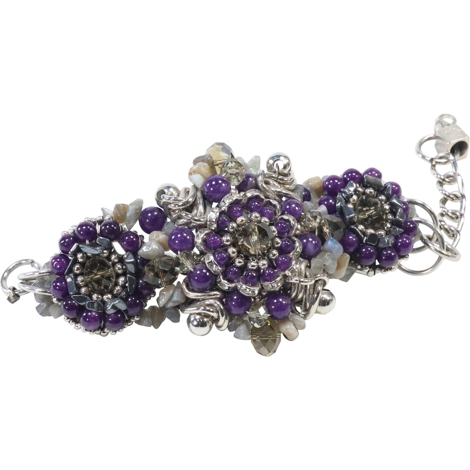 PAM HIRAM Quality Costume Bracelet with Purple Amethyst and Smokey Quartz (1 of 8)