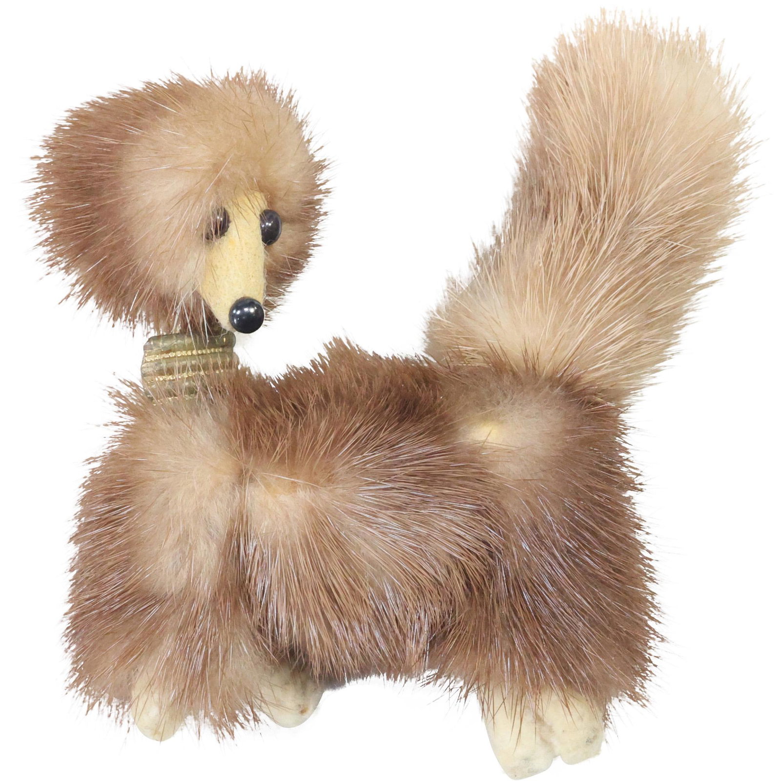 1920s Vintage Mink Dog Figurative Pin 3 in. x 2 1/2 in.: 1920s Vintage Mink Dog Figurative Pin 3 in. x 2 1/2 in.